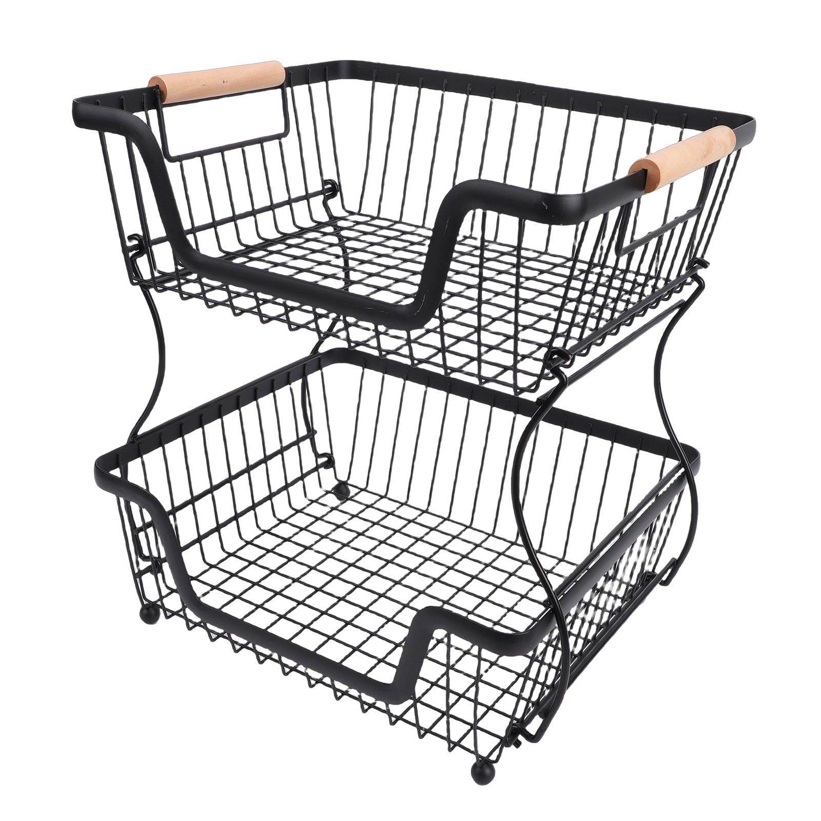 2 Tier Fruit Basket for Kitchen Counter Countertop Metal Bread Basket with view 9