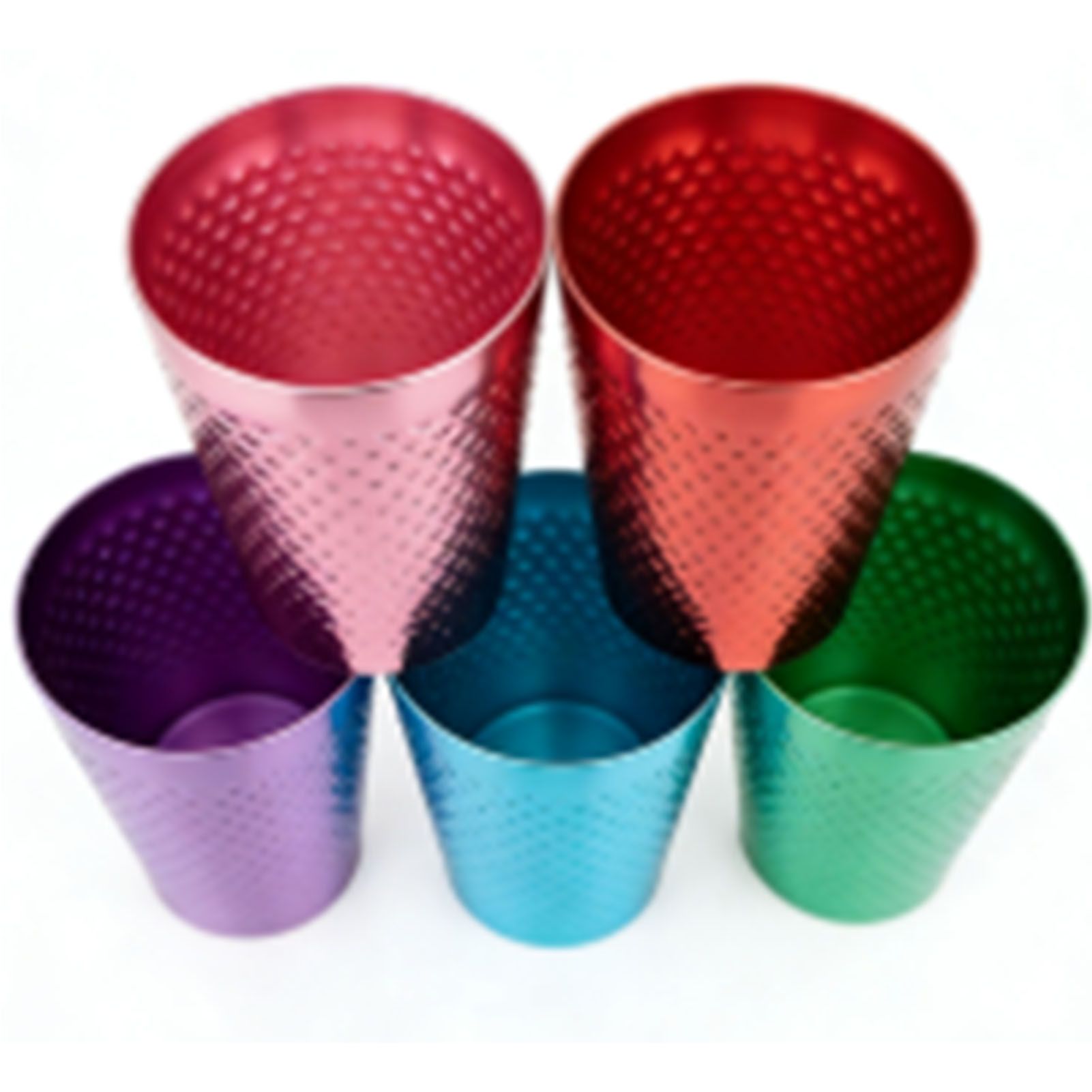 Metal Cups 5 Colors Reusable Lightweight Food Grade Aluminum Hammered Cups for