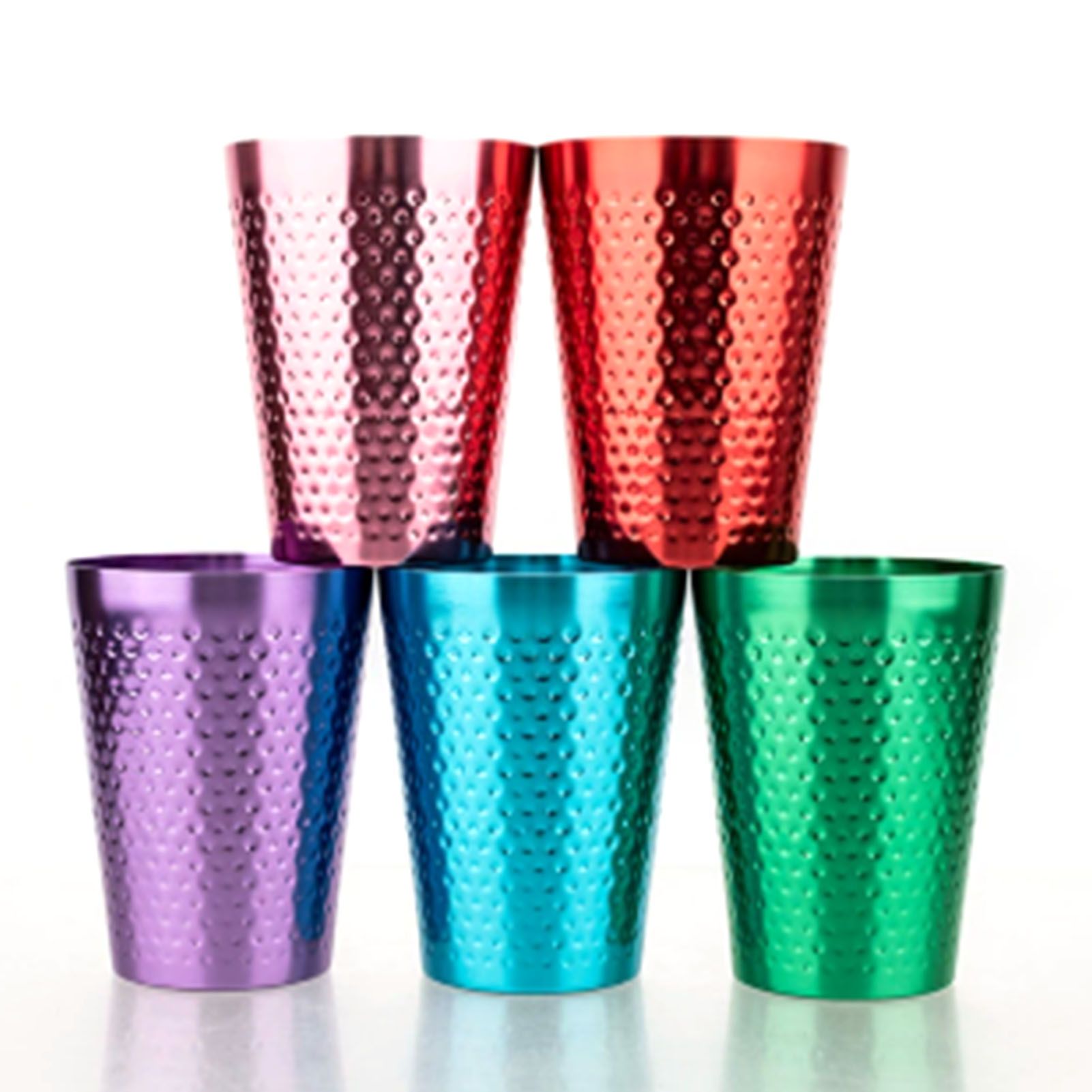 Metal Cups 5 Colors Reusable Lightweight Food Grade Aluminum Hammered Cups for view 2