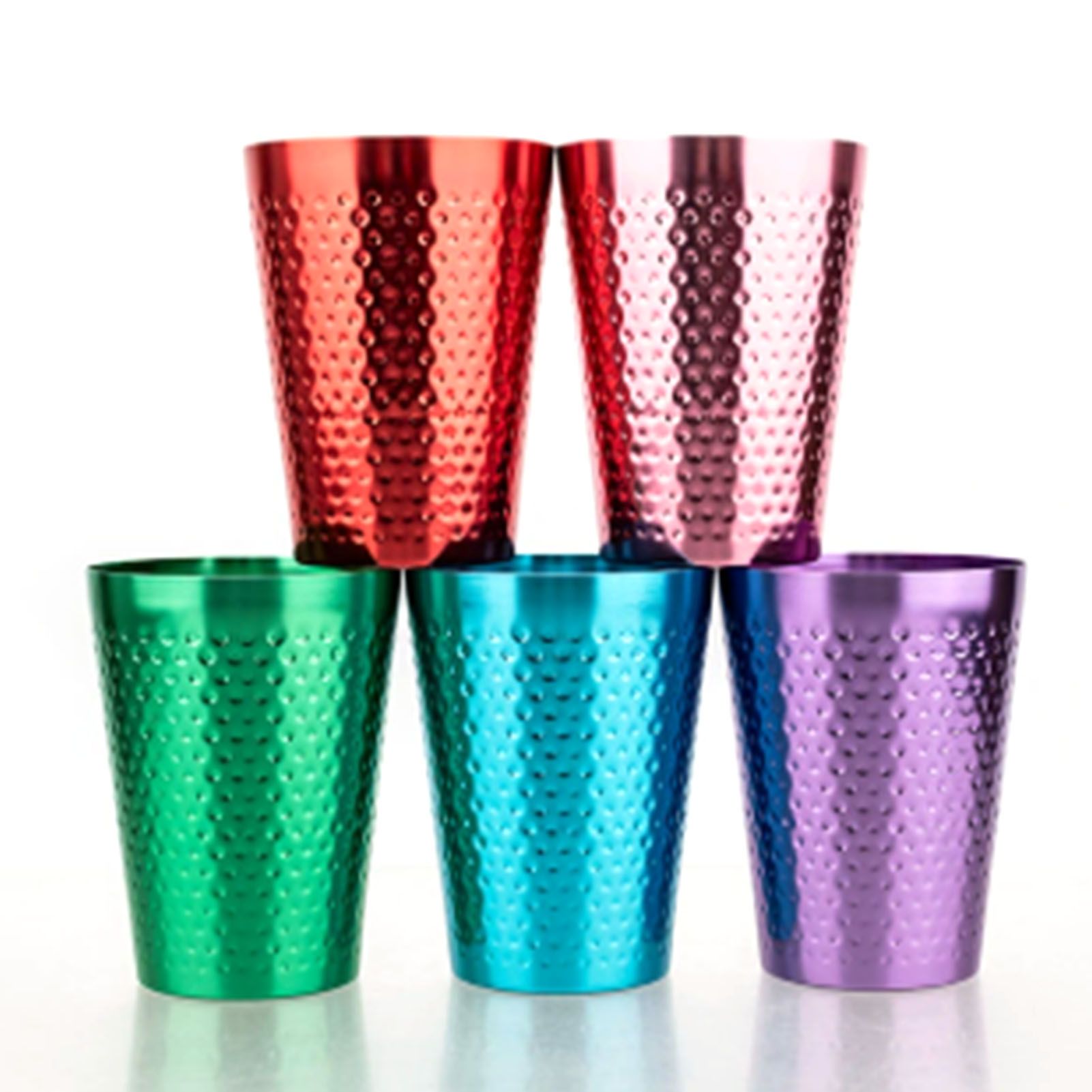 Metal Cups 5 Colors Reusable Lightweight Food Grade Aluminum Hammered Cups for view 3
