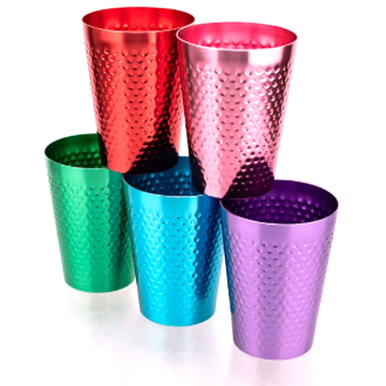 Metal Cups 5 Colors Reusable Lightweight Food Grade Aluminum Hammered Cups for view 4