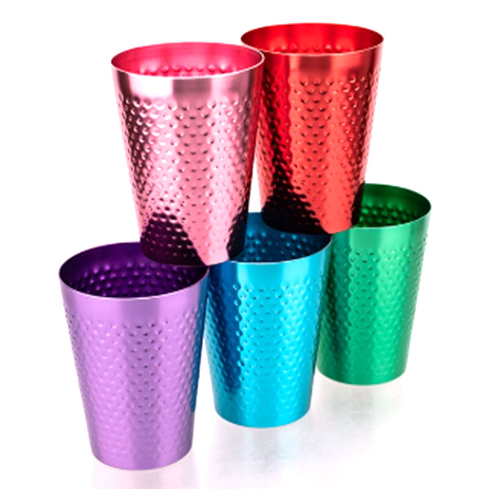 Metal Cups 5 Colors Reusable Lightweight Food Grade Aluminum Hammered Cups for view 5
