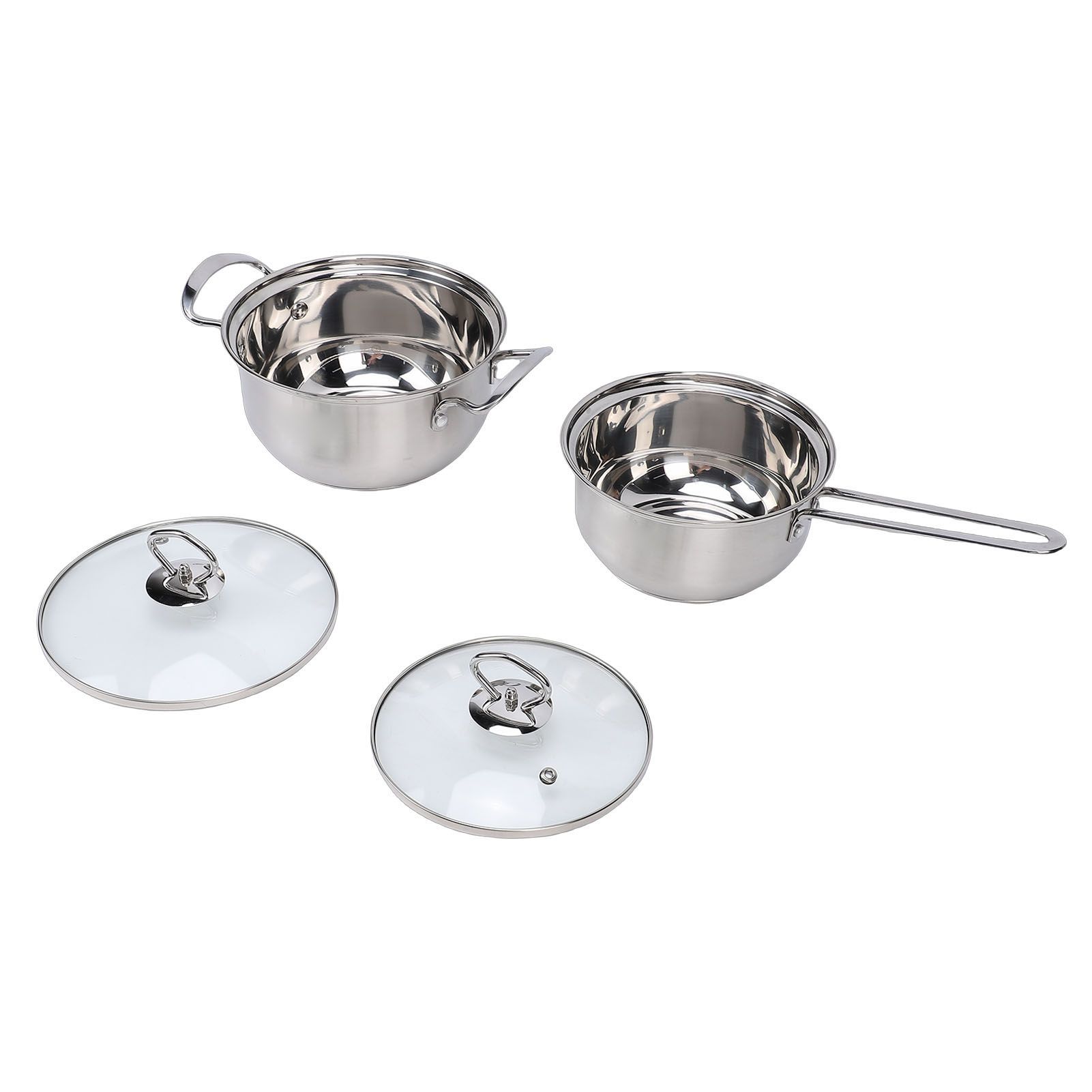 Cooking Pots Set Stainless Steel Milk Pot and Double Handle Soup Pot with Lids