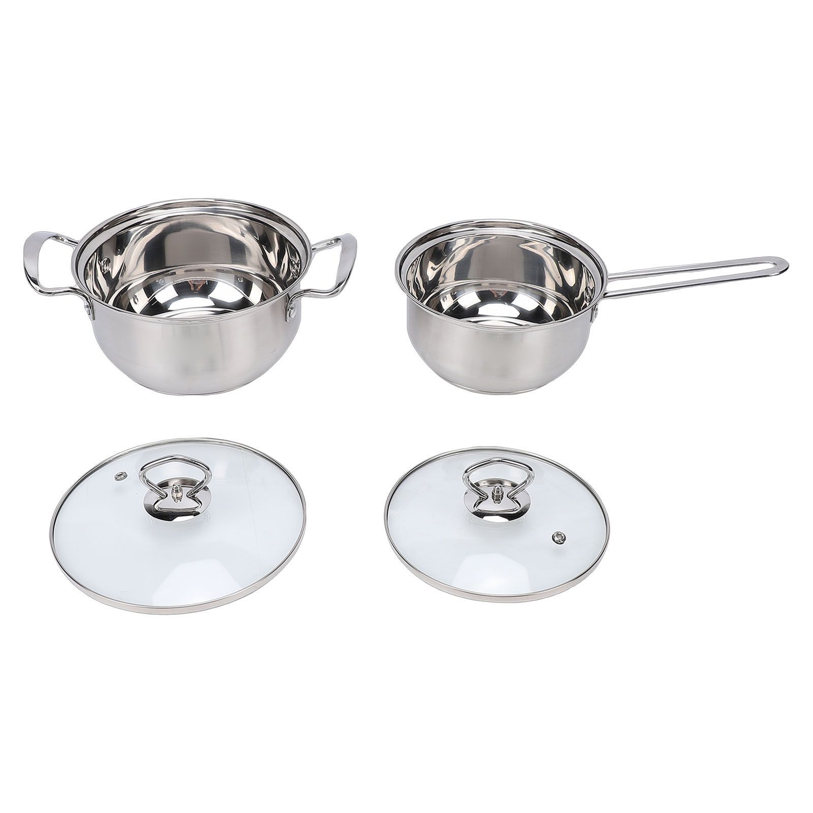 Cooking Pots Set Stainless Steel Milk Pot and Double Handle Soup Pot with Lids view 3