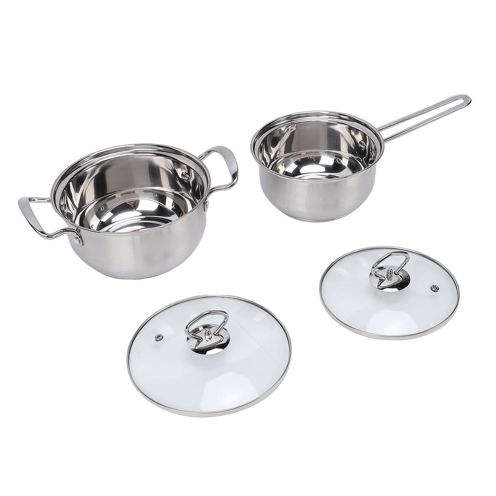 Cooking Pots Set Stainless Steel Milk Pot and Double Handle Soup Pot with Lids view 4