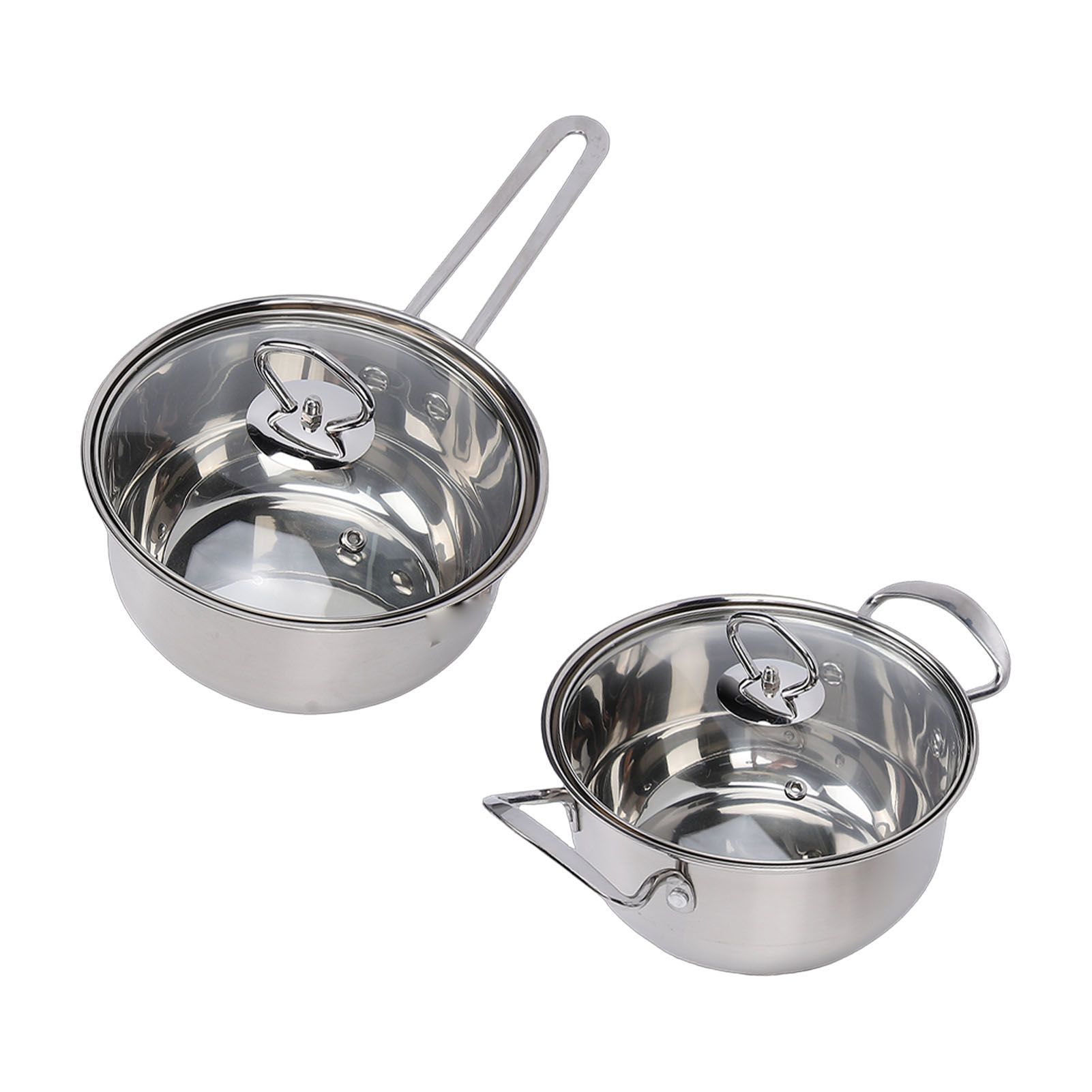 Cooking Pots Set Stainless Steel Milk Pot and Double Handle Soup Pot with Lids view 9