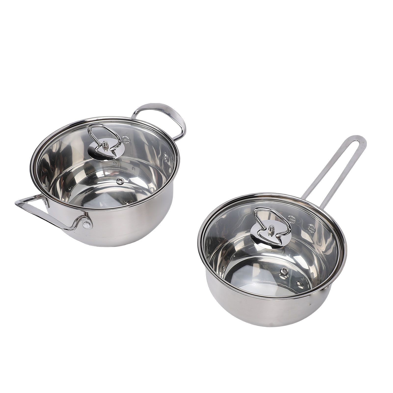 Cooking Pots Set Stainless Steel Milk Pot and Double Handle Soup Pot with Lids view 10