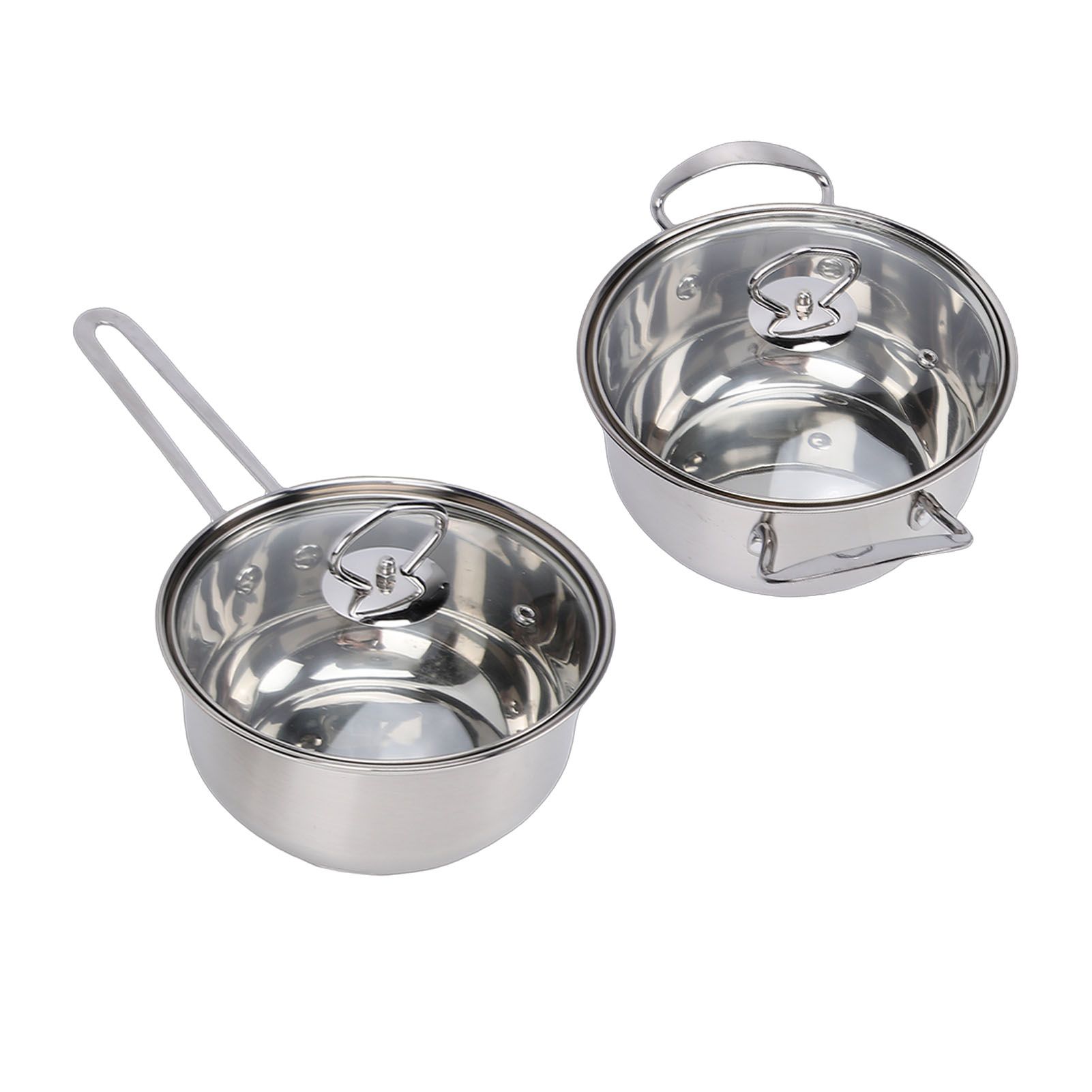 Cooking Pots Set Stainless Steel Milk Pot and Double Handle Soup Pot with Lids view 11