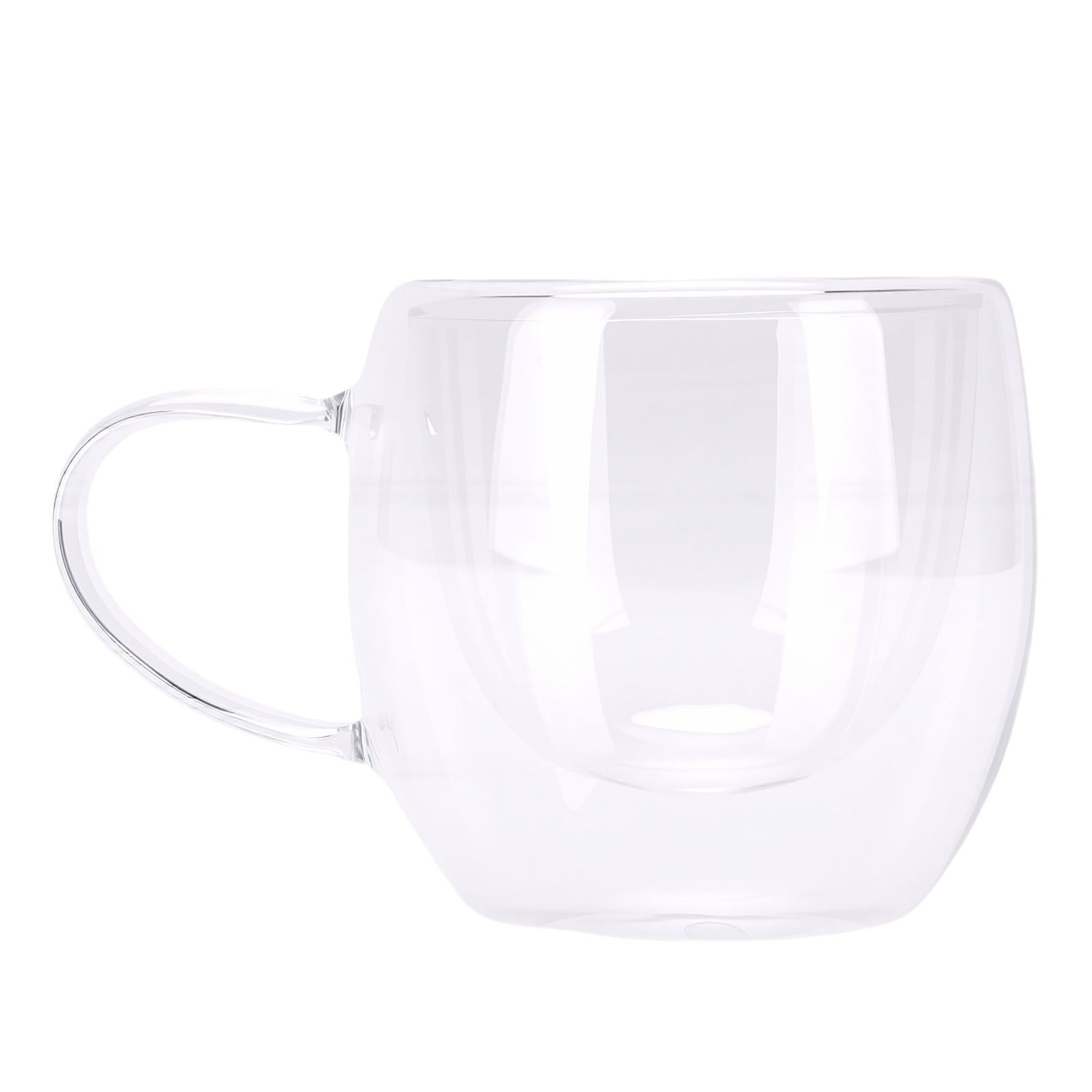 6Pcs Double Wall Glass Coffee Mugs Set Clear Insulated with Handle Egg Shaped view 2