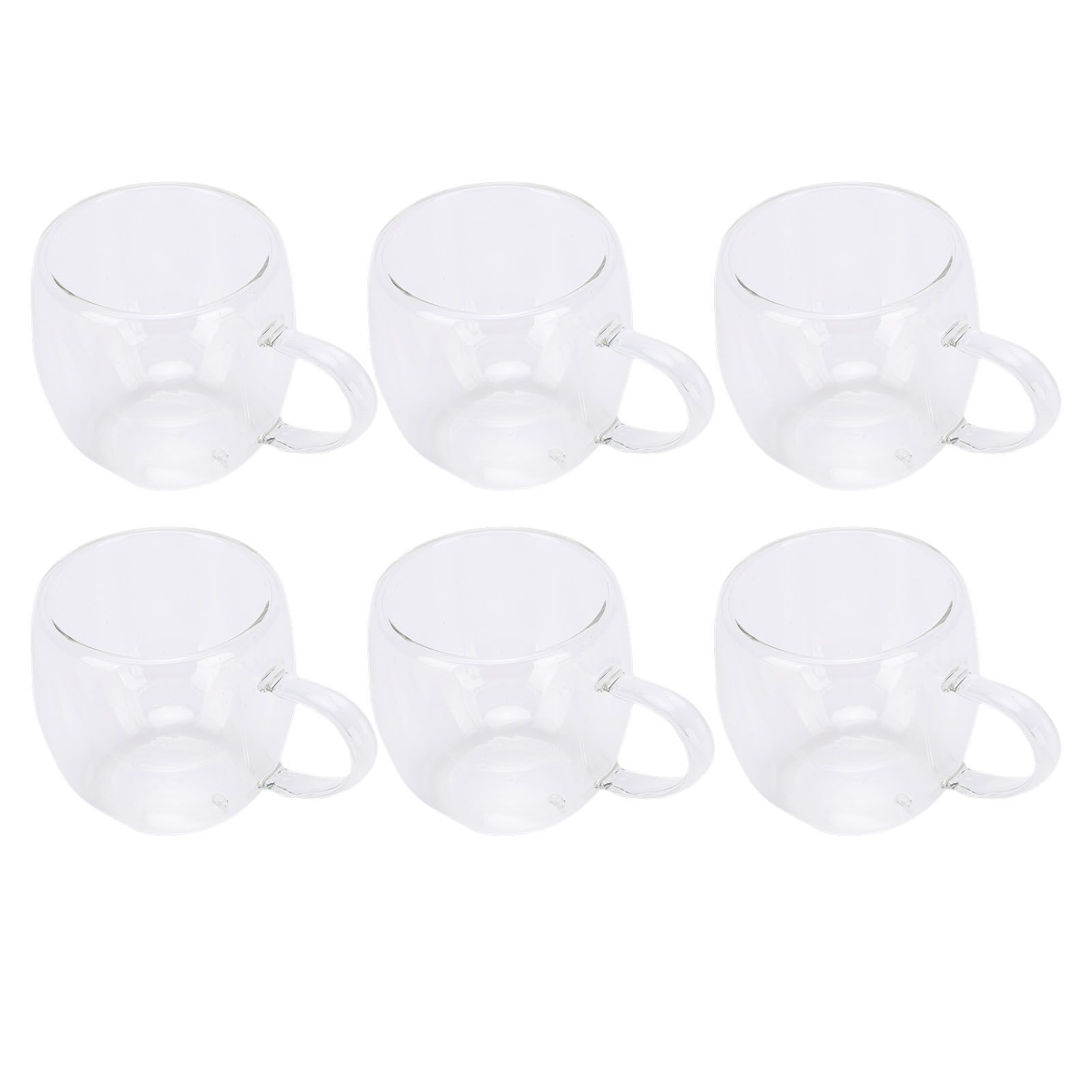6Pcs Double Wall Glass Coffee Mugs Set Clear Insulated with Handle Egg Shaped view 9