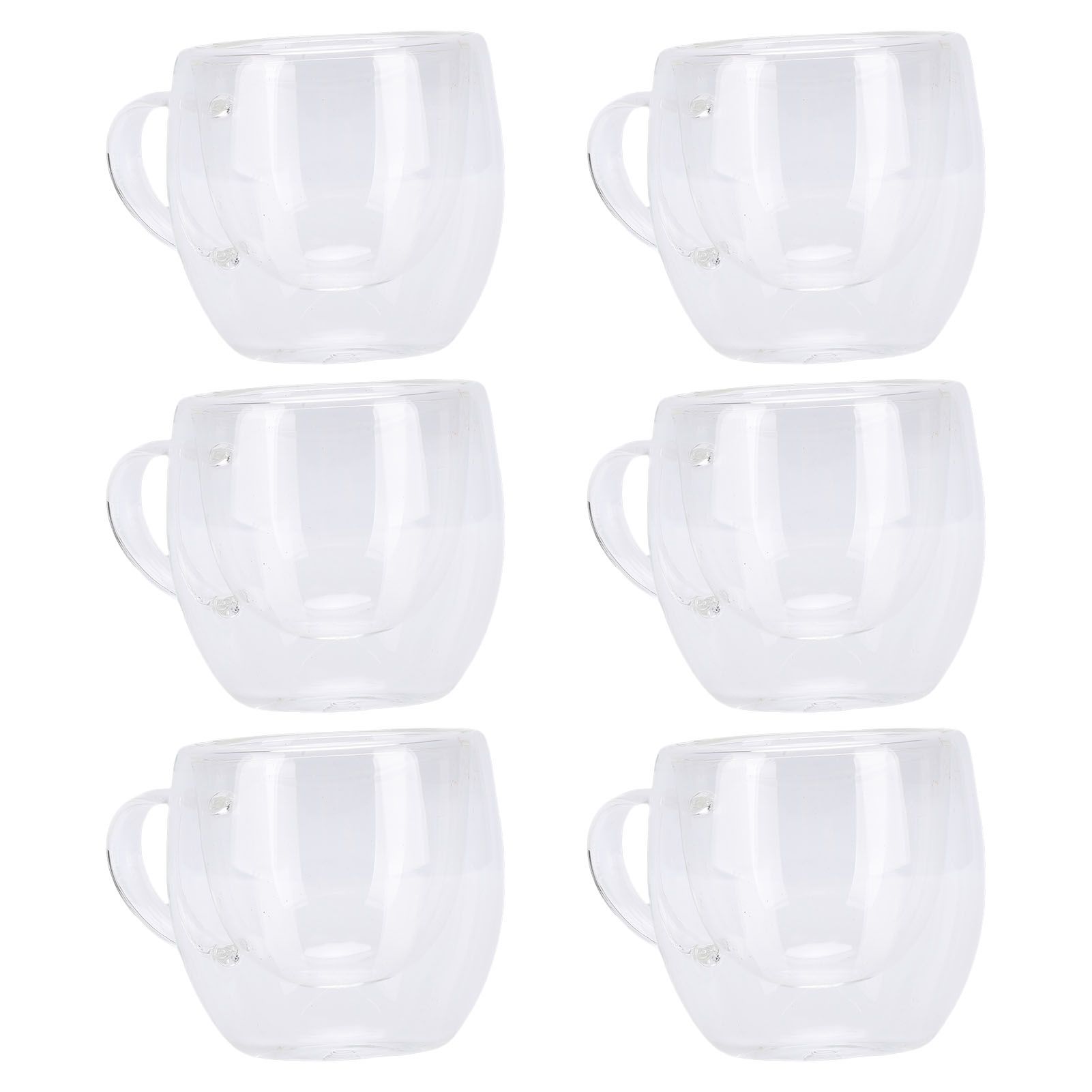 6Pcs Double Wall Glass Coffee Mugs Set Clear Insulated with Handle Egg Shaped view 10