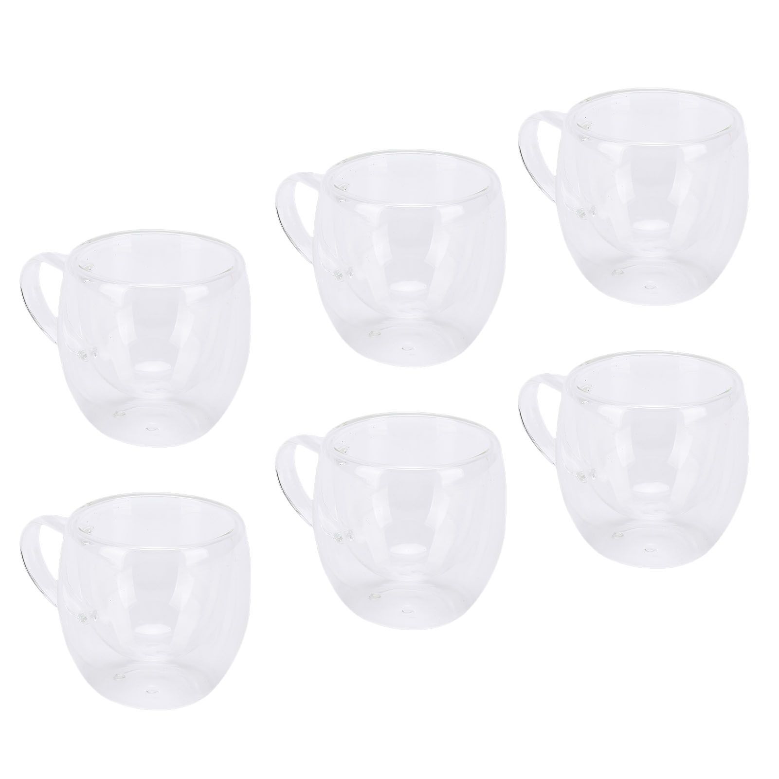 6Pcs Double Wall Glass Coffee Mugs Set Clear Insulated with Handle Egg Shaped view 12