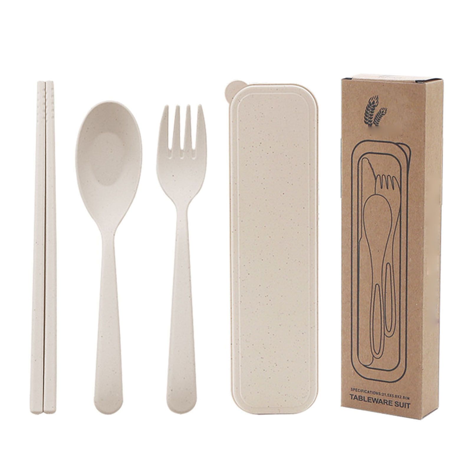 Travel Utensils with Case Wheat Stalk Reusable Portable Camping Cutlery Fork view 2