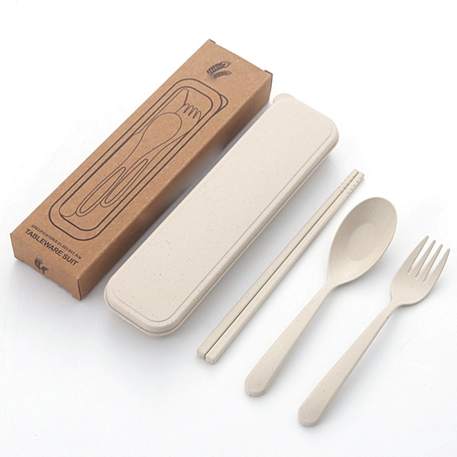 Travel Utensils with Case Wheat Stalk Reusable Portable Camping Cutlery Fork view 3