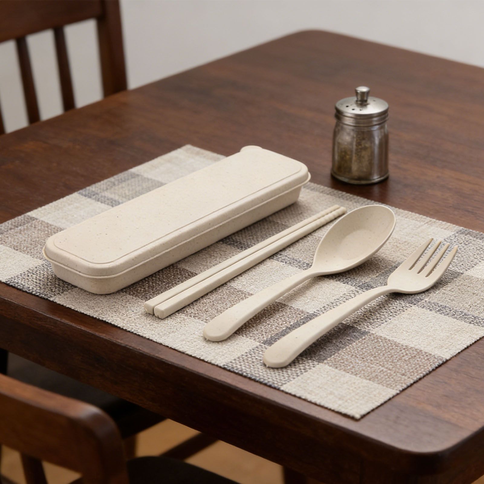 Travel Utensils with Case Wheat Stalk Reusable Portable Camping Cutlery Fork view 9