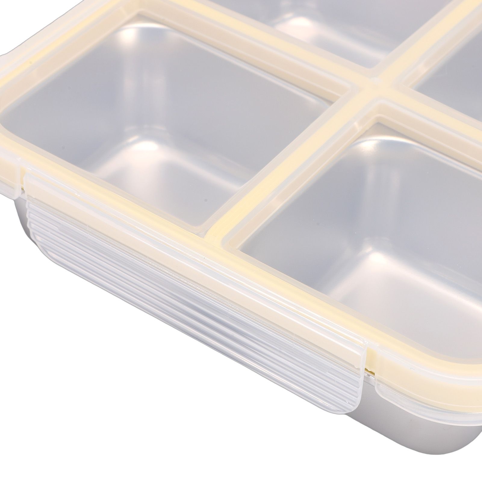 304 Stainless Steel Lunch Box 4 Compartment Divided Food Storage Container view 2