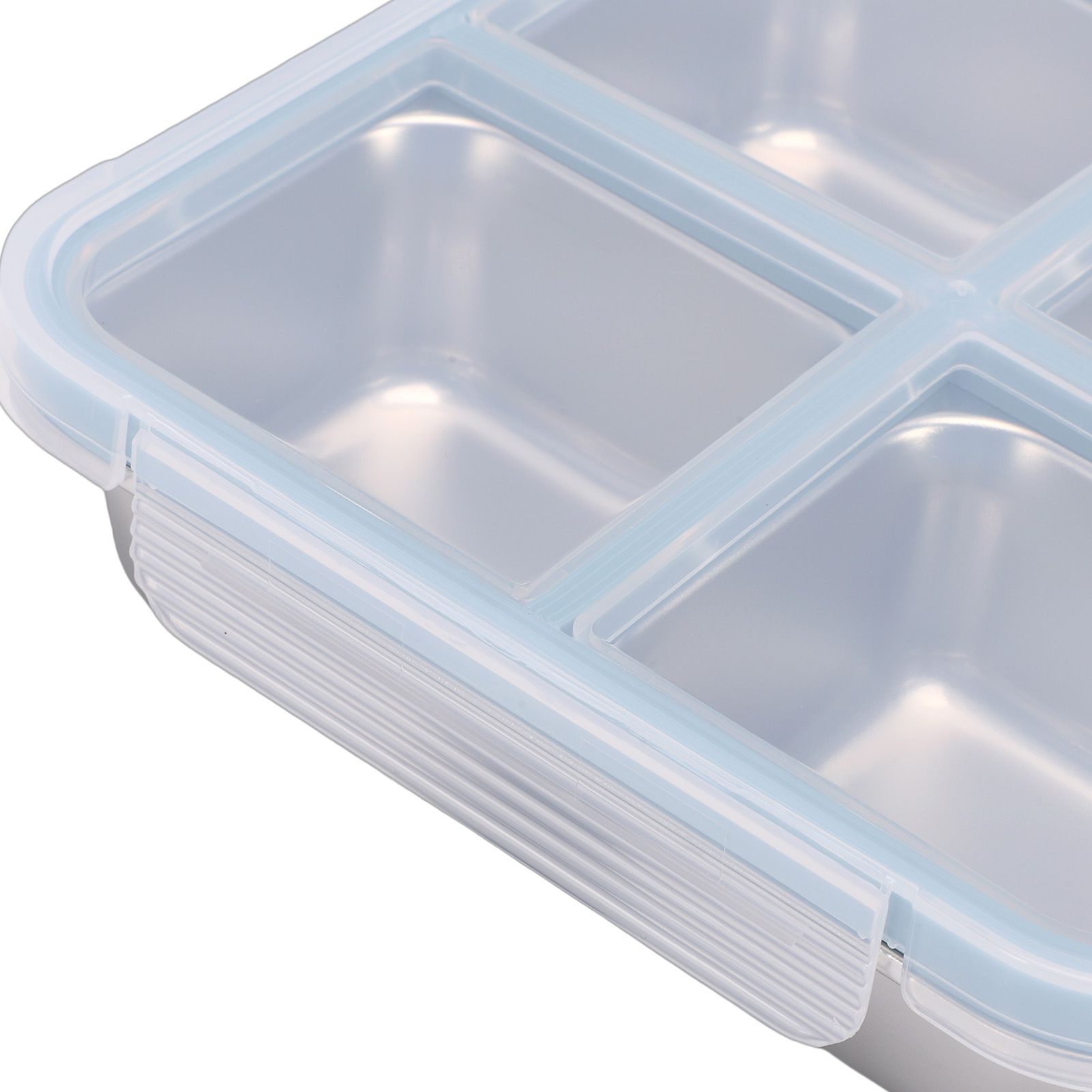 304 Stainless Steel Lunch Box 4 Compartment Divided Food Storage Container view 2