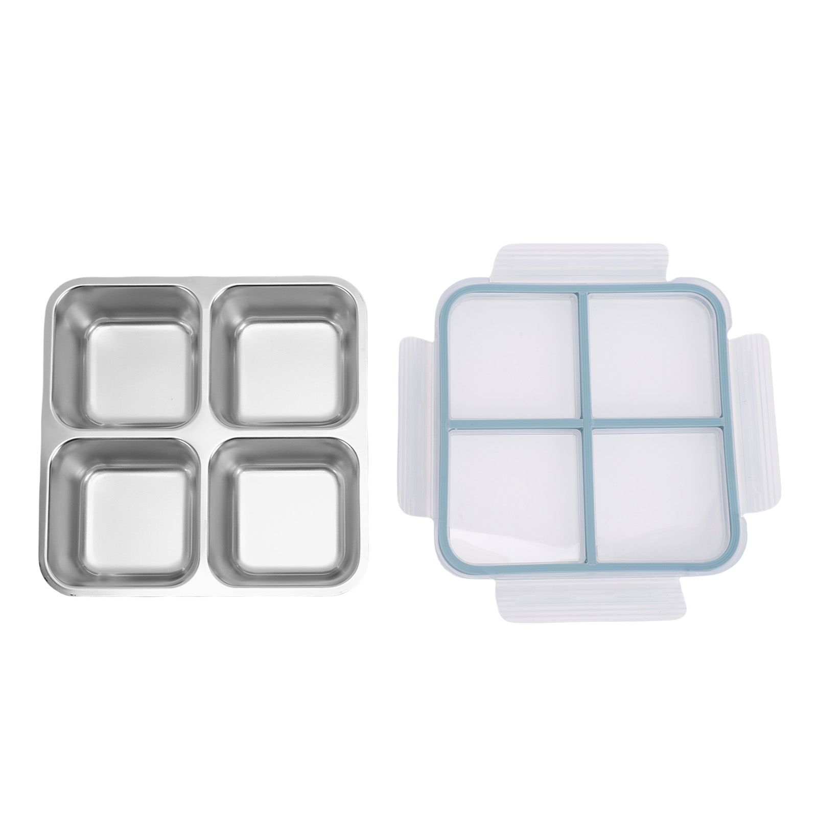 304 Stainless Steel Lunch Box 4 Compartment Divided Food Storage Container view 9