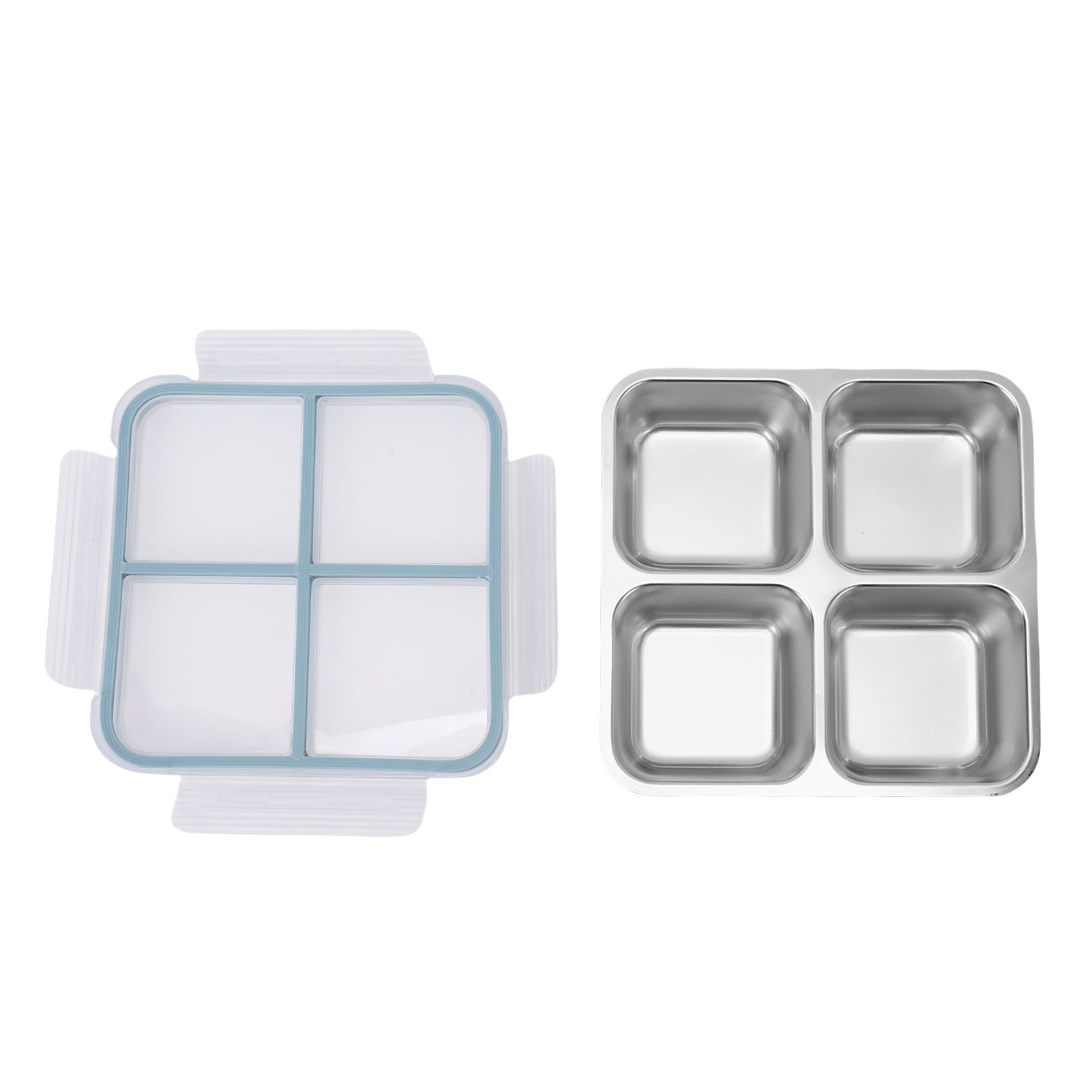 304 Stainless Steel Lunch Box 4 Compartment Divided Food Storage Container view 10