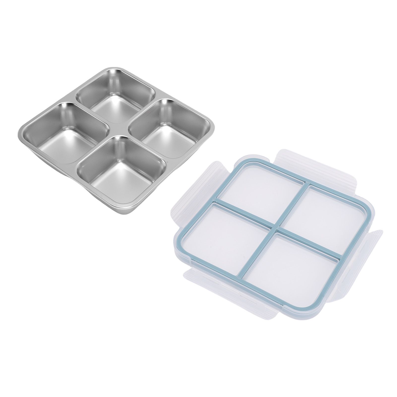 304 Stainless Steel Lunch Box 4 Compartment Divided Food Storage Container view 11