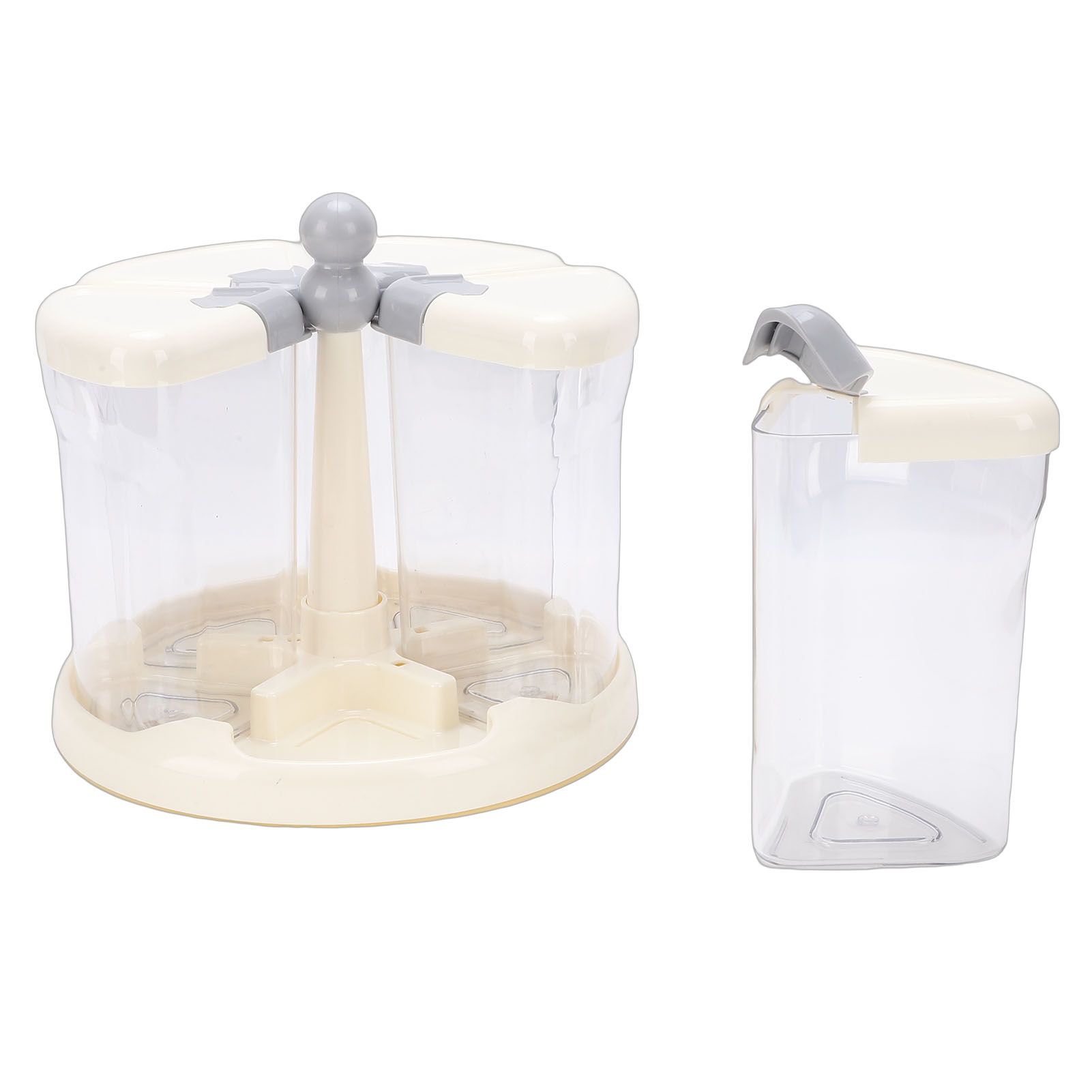 Rice Dispenser 5 Grid Food Grade PP PET Airtight 360° Rotating Grain Storage view 12