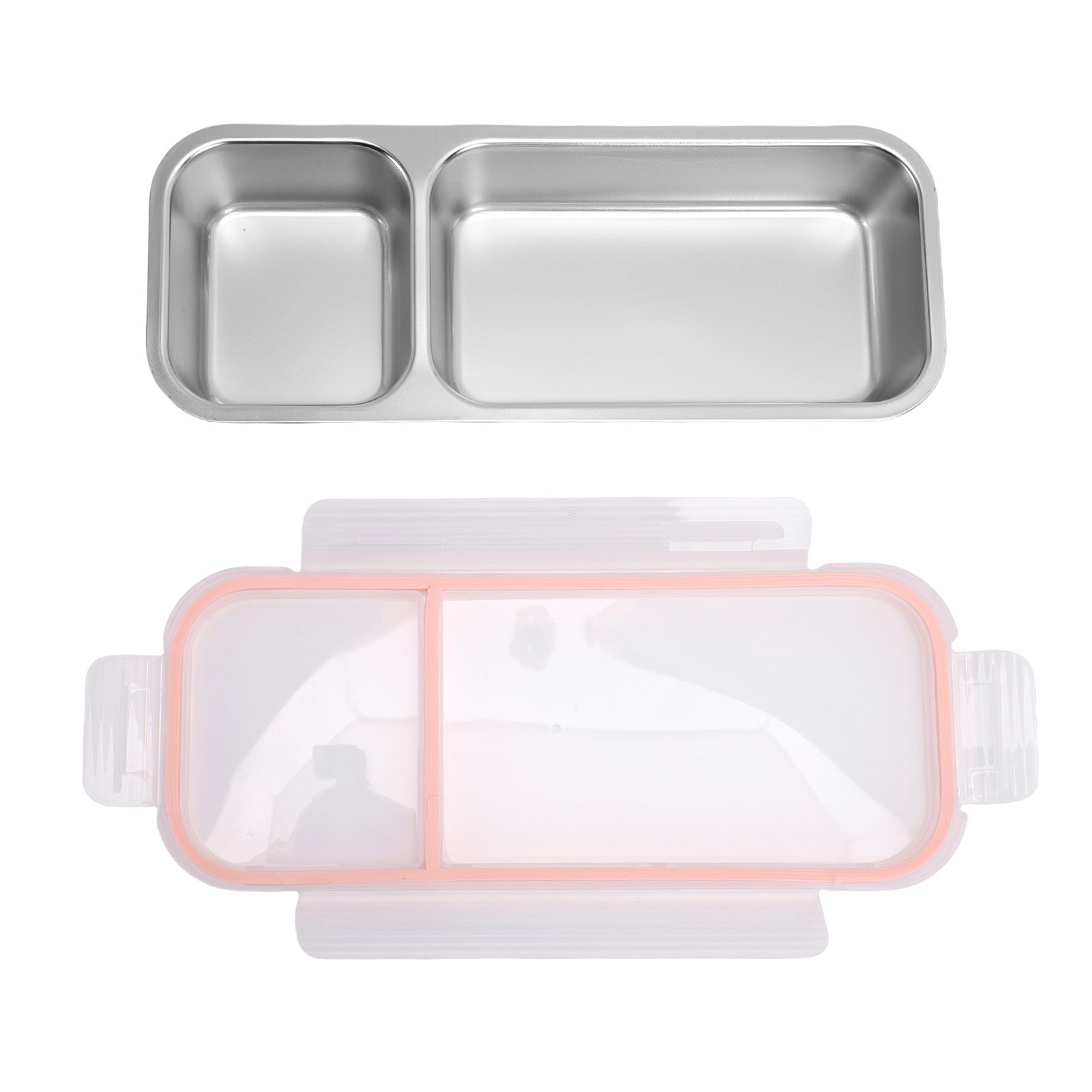 Portable Snack Container 304 Stainless Steel Sealed 2 Compartment Food Storage view 3