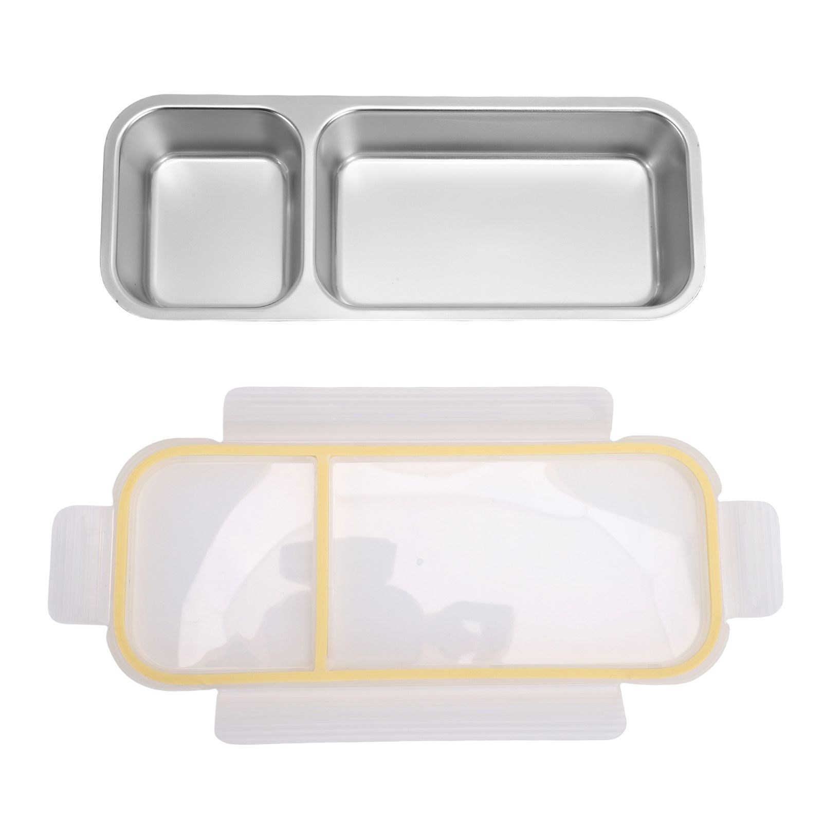 Portable Snack Container 304 Stainless Steel Sealed 2 Compartment Food Storage view 3