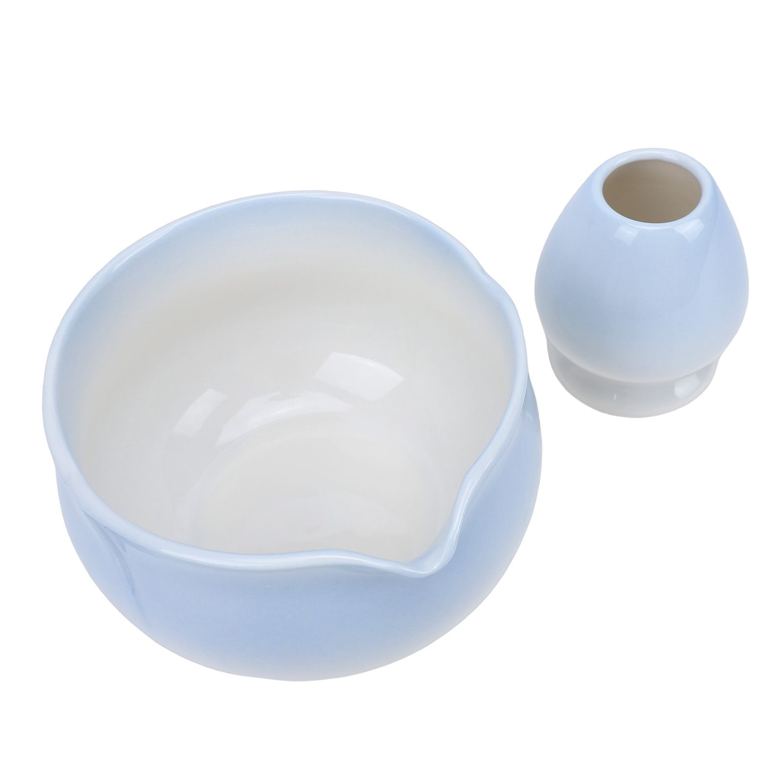 Matcha Bowl and Whisk Holder Ceramic Matcha Mixing Bowl with Spout for
