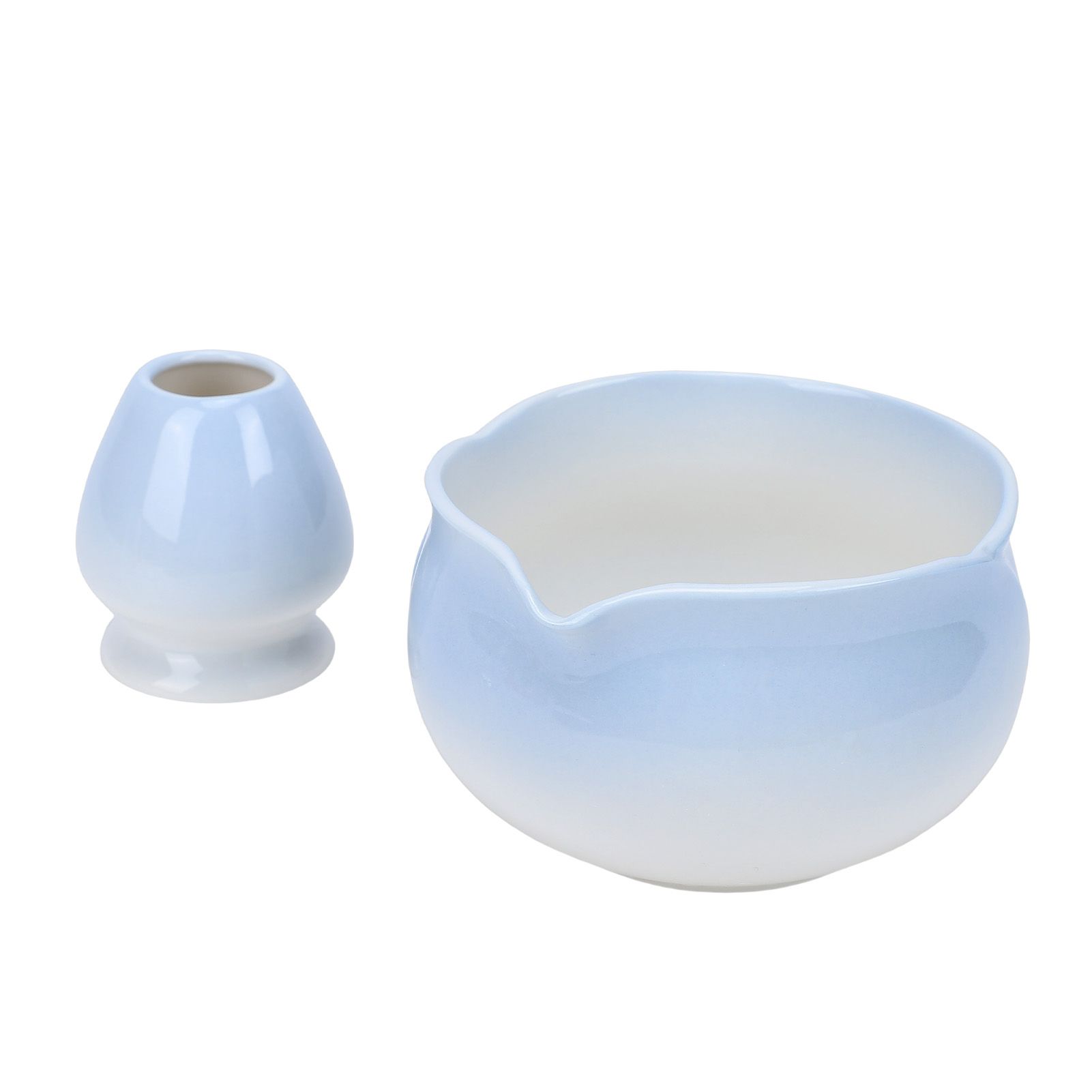 Matcha Bowl and Whisk Holder Ceramic Matcha Mixing Bowl with Spout for view 12