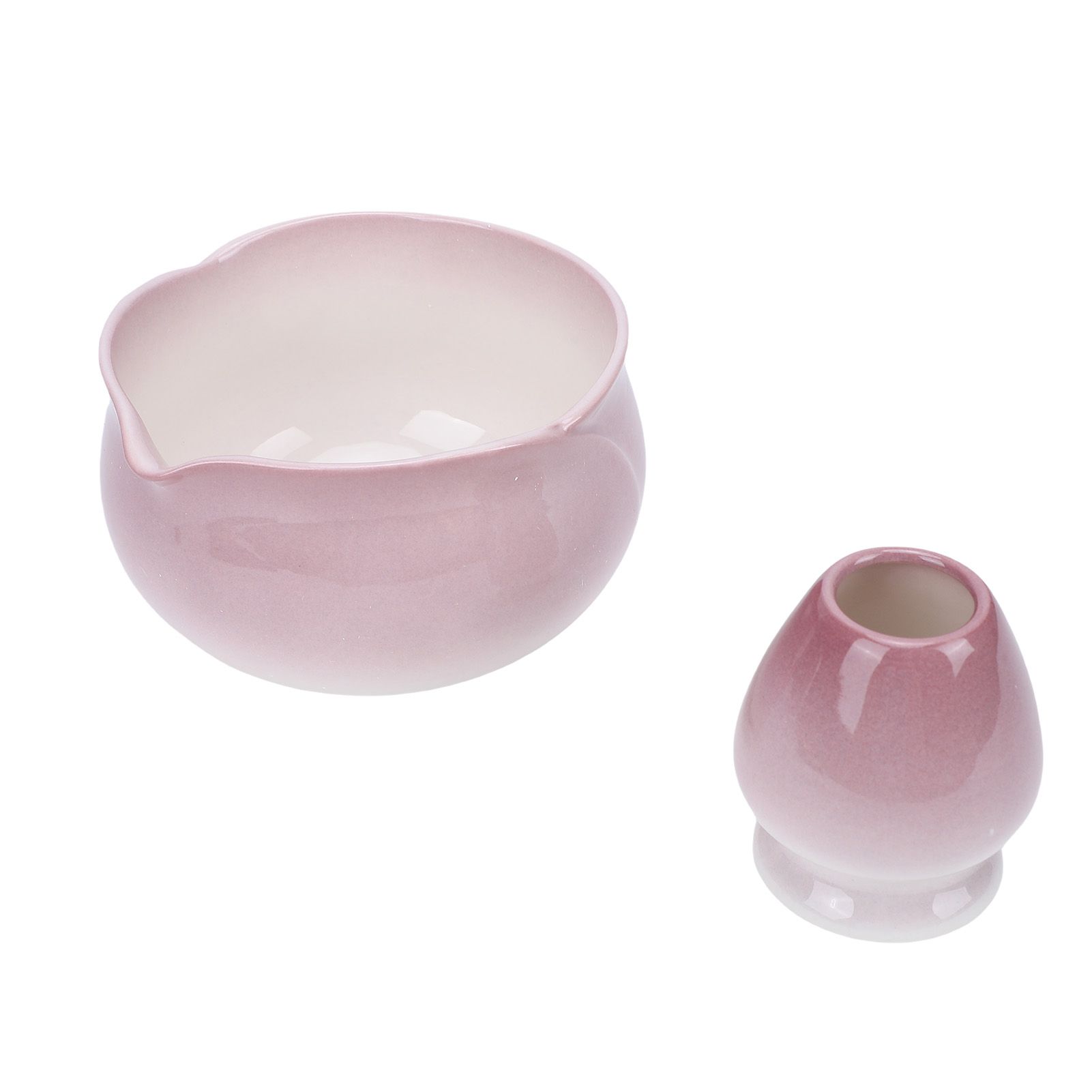 Matcha Bowl and Whisk Holder Ceramic Matcha Mixing Bowl with Spout for