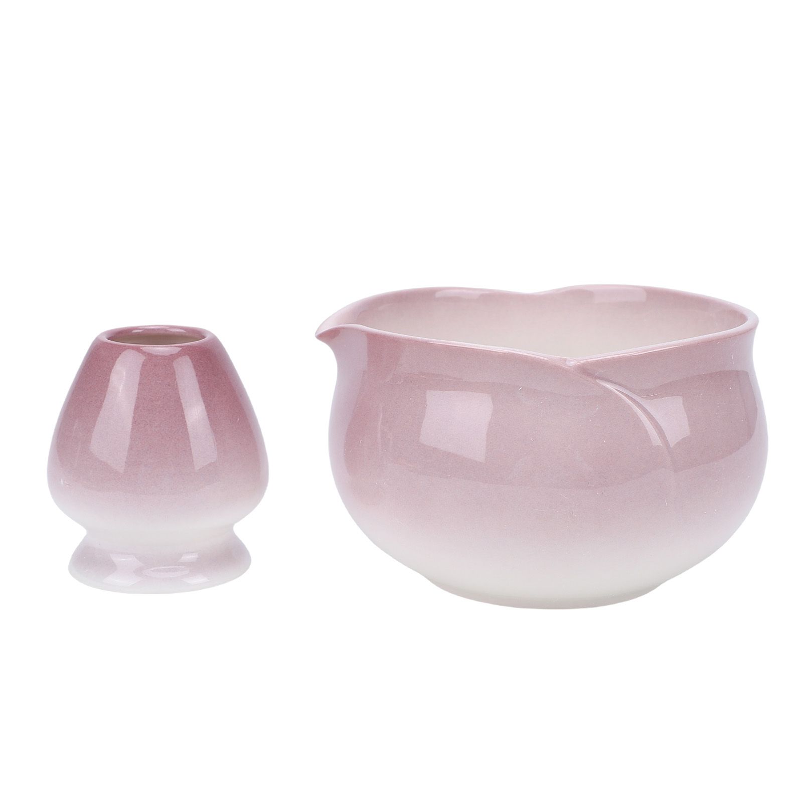 Matcha Bowl and Whisk Holder Ceramic Matcha Mixing Bowl with Spout for view 3