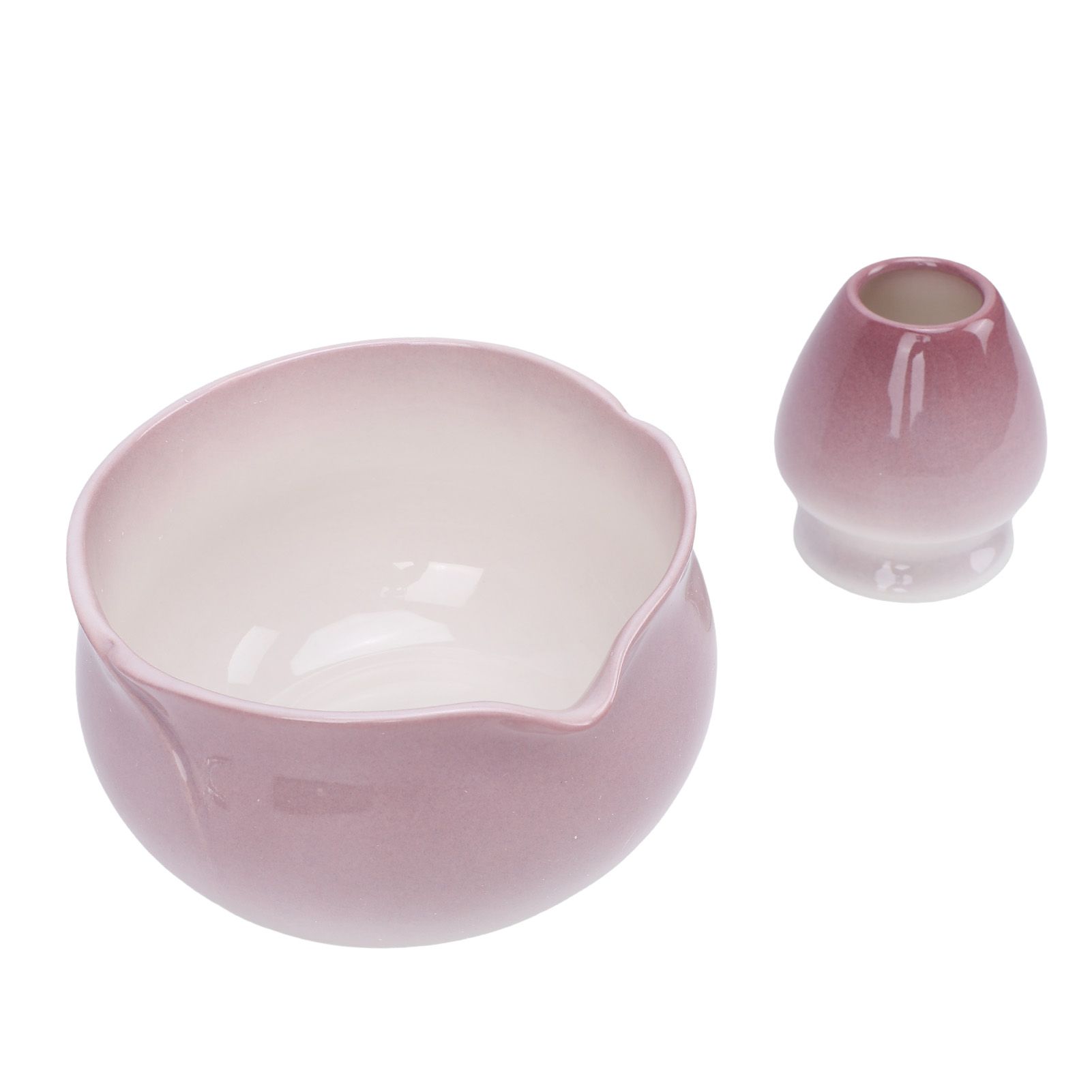 Matcha Bowl and Whisk Holder Ceramic Matcha Mixing Bowl with Spout for view 4