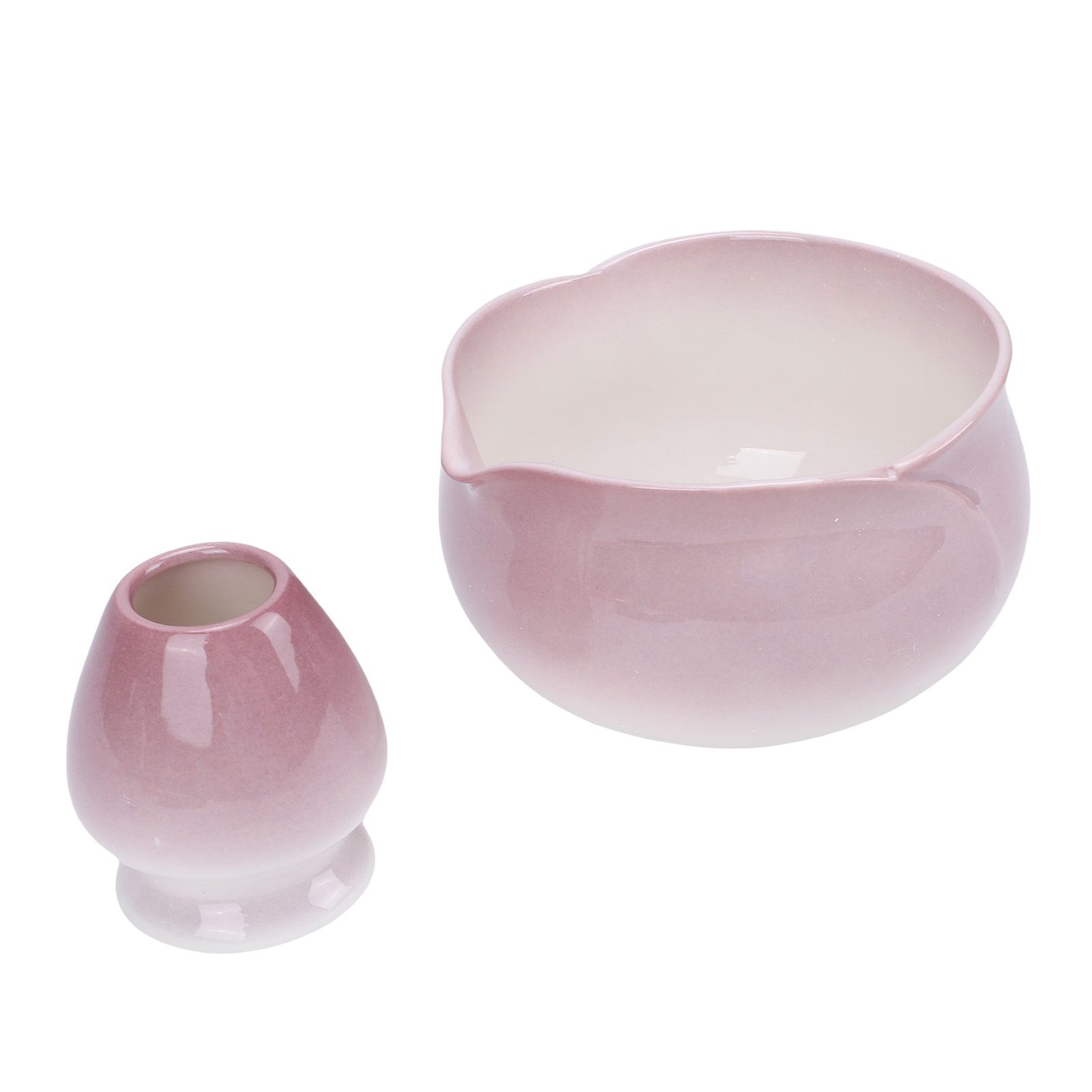 Matcha Bowl and Whisk Holder Ceramic Matcha Mixing Bowl with Spout for view 11