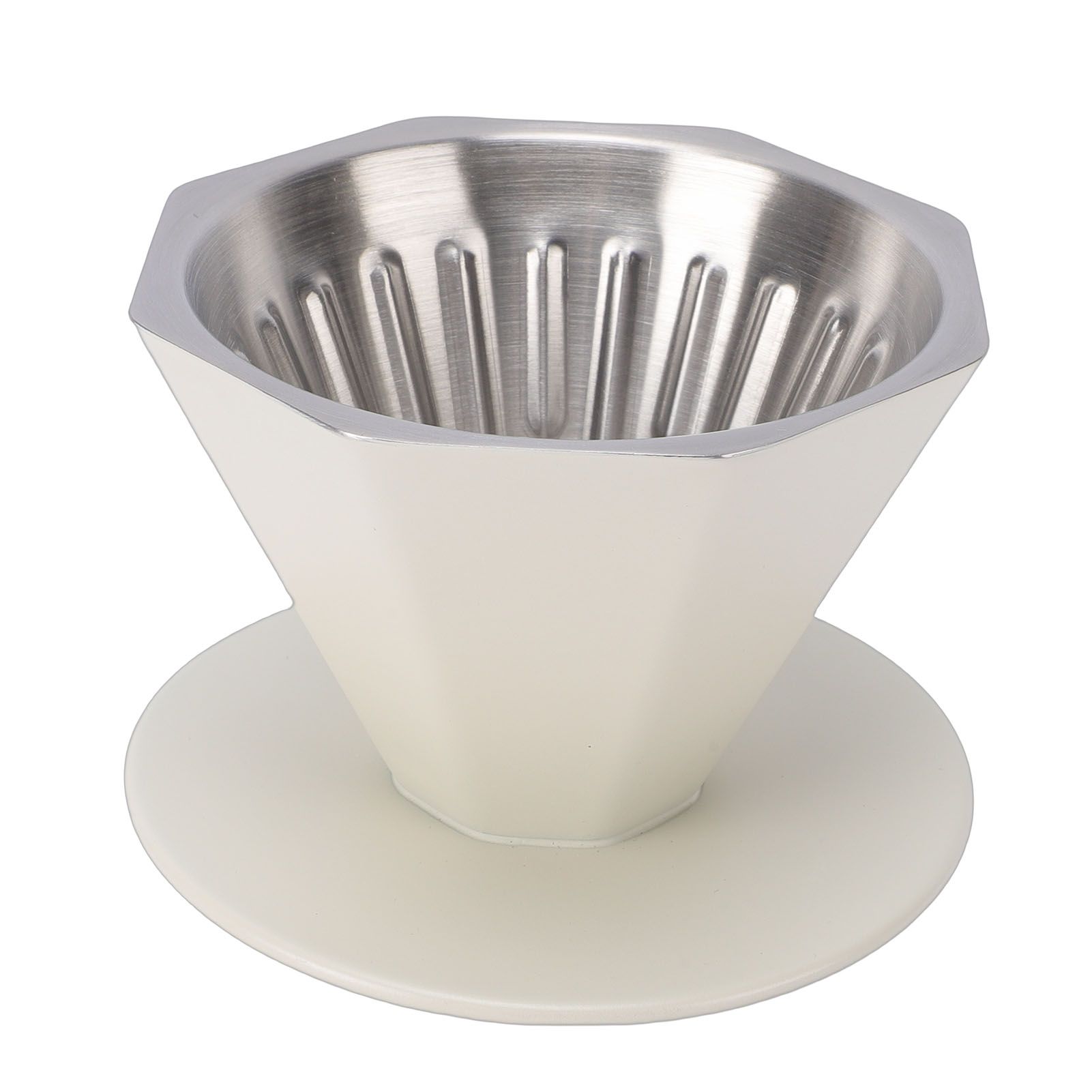 Pour Over Coffee Dripper 304 Stainless Steel Double Layer Octagonal Metal Cone view 4