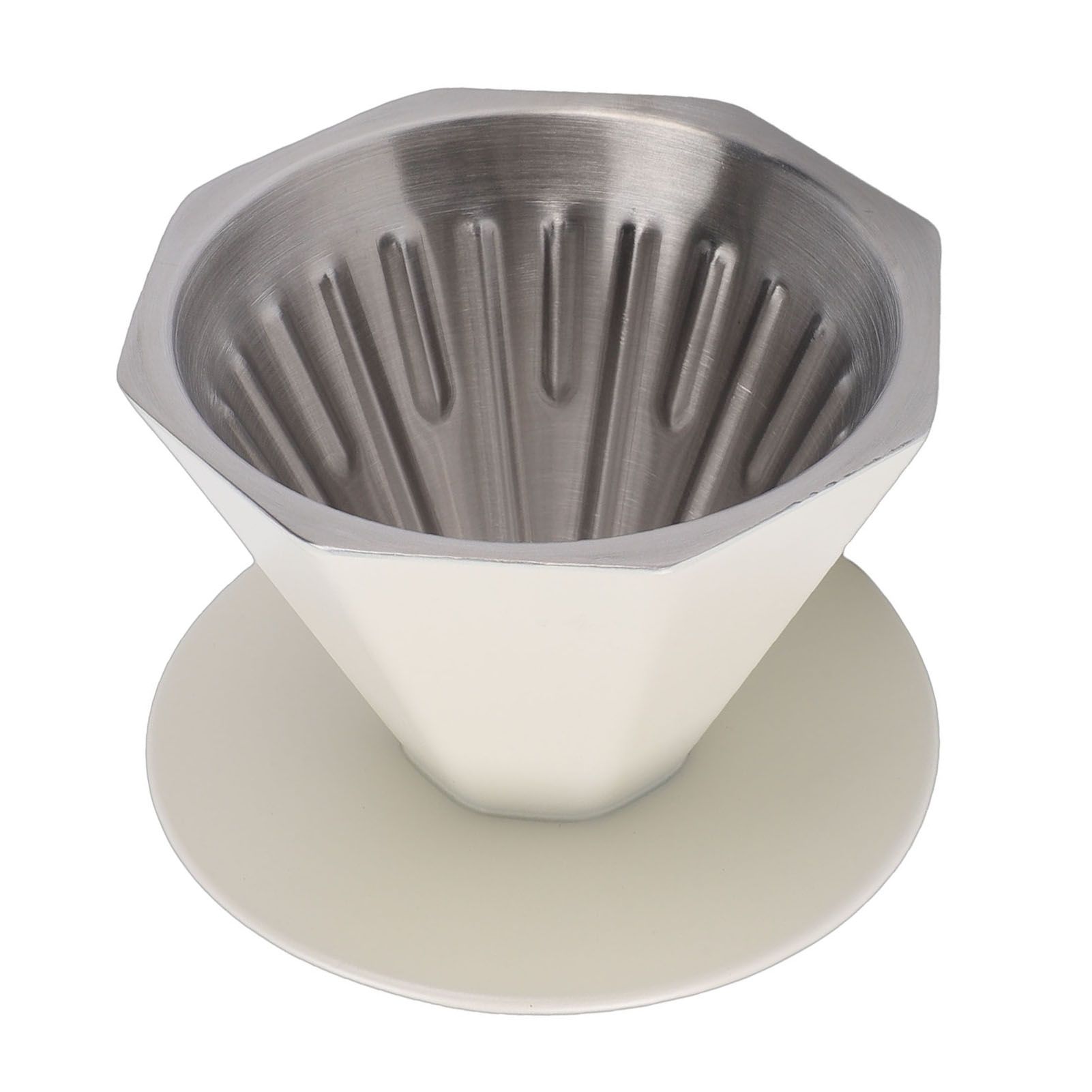 Pour Over Coffee Dripper 304 Stainless Steel Double Layer Octagonal Metal Cone view 12