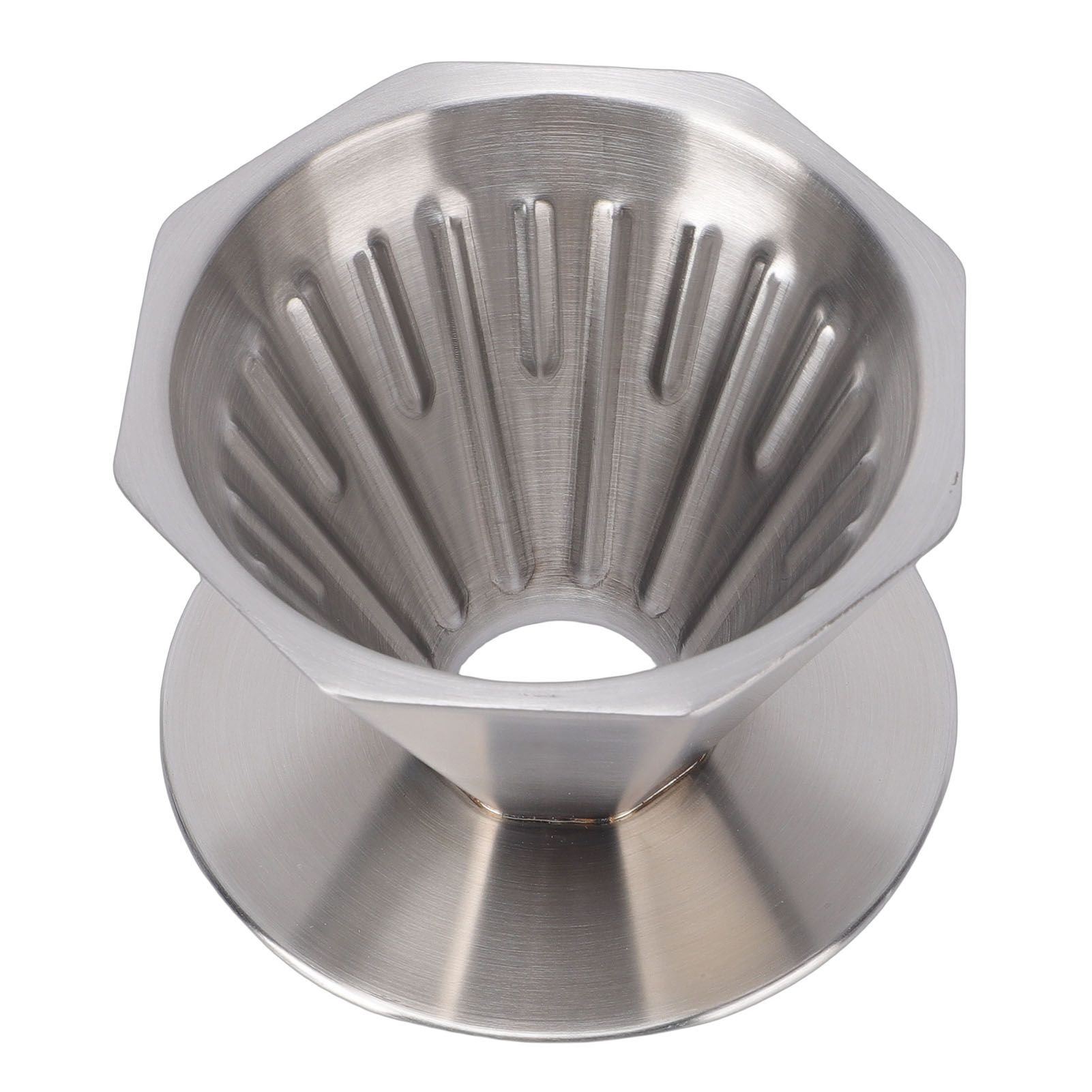 Pour Over Coffee Dripper 304 Stainless Steel Double Layer Octagonal Metal Cone