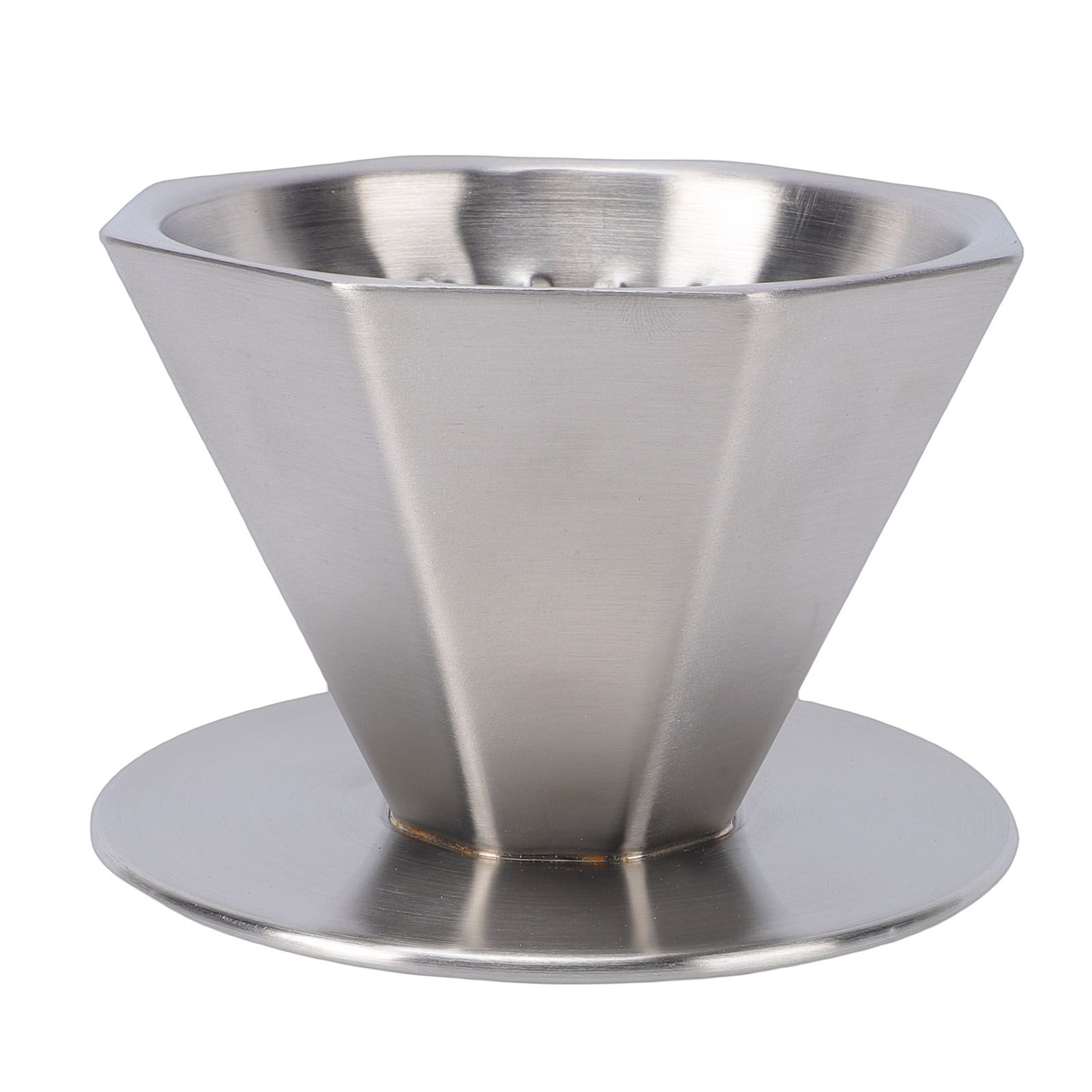 Pour Over Coffee Dripper 304 Stainless Steel Double Layer Octagonal Metal Cone view 3