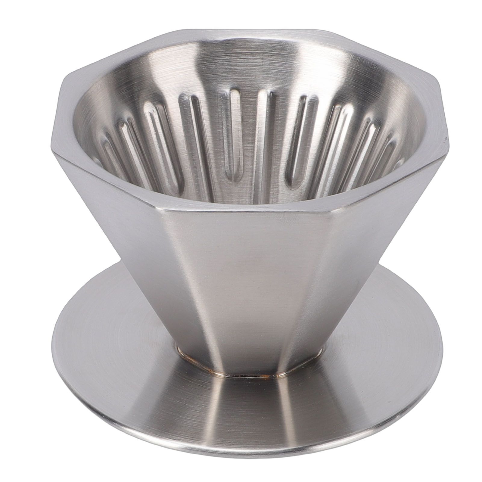 Pour Over Coffee Dripper 304 Stainless Steel Double Layer Octagonal Metal Cone view 4