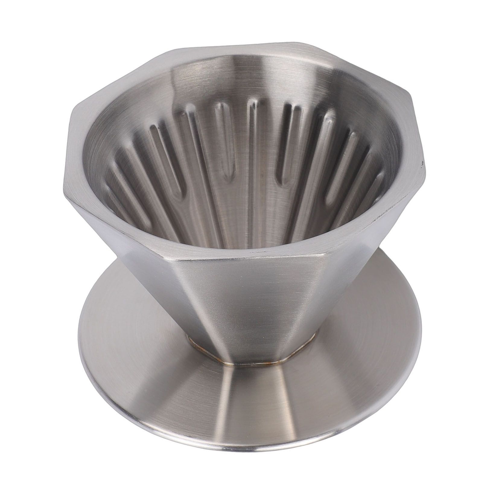Pour Over Coffee Dripper 304 Stainless Steel Double Layer Octagonal Metal Cone view 8