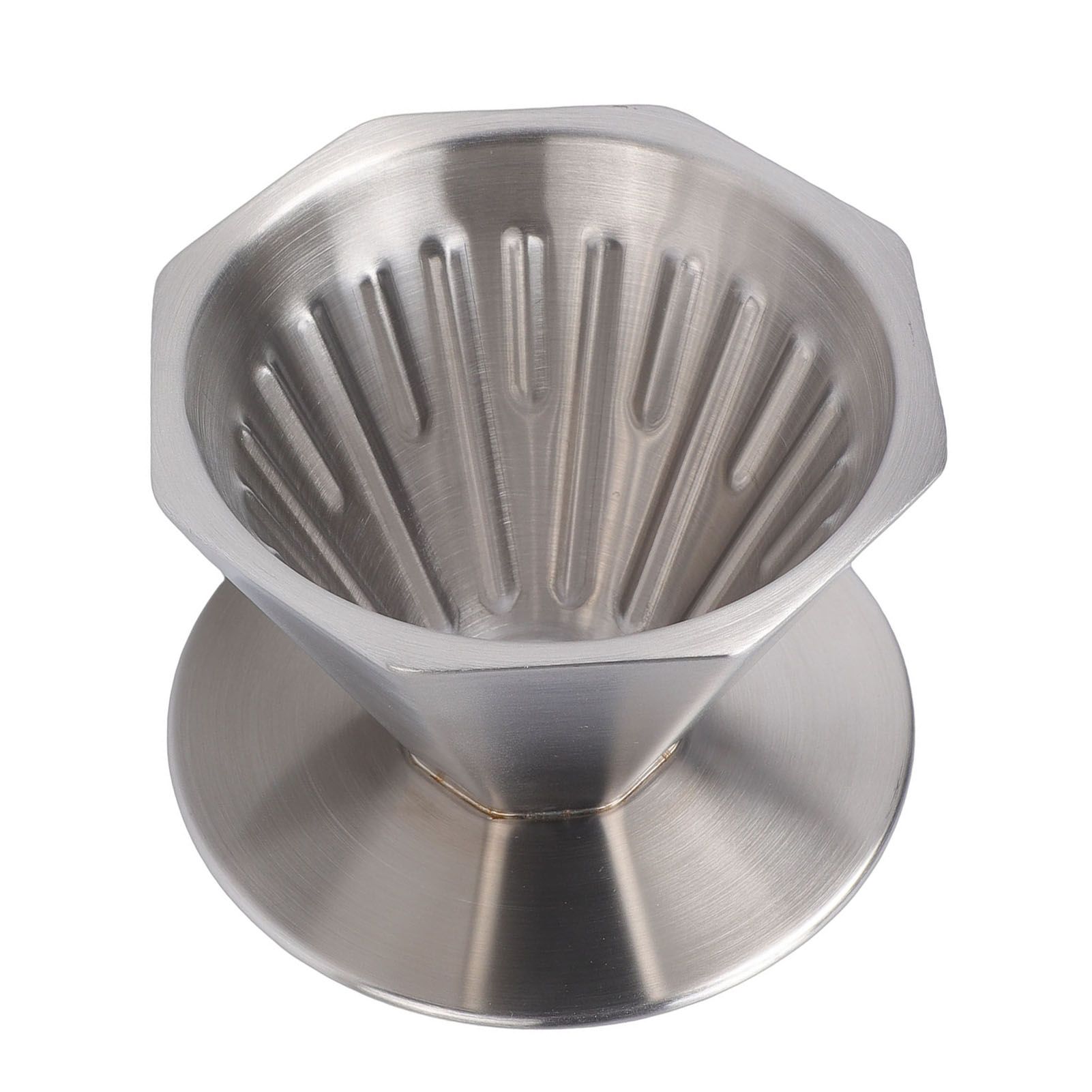 Pour Over Coffee Dripper 304 Stainless Steel Double Layer Octagonal Metal Cone view 12