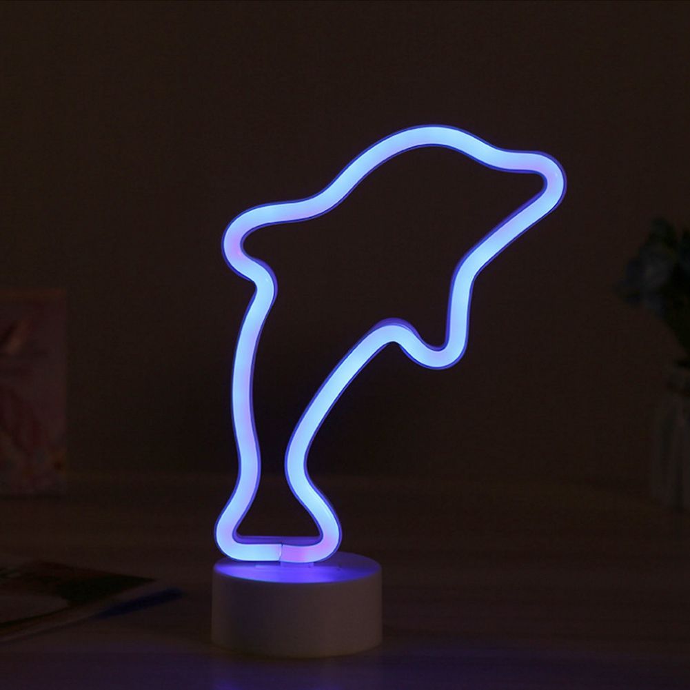 Dolphin Shaped LED Neon Light Waterproof Small Night Light Lamp for Room Decor view 3