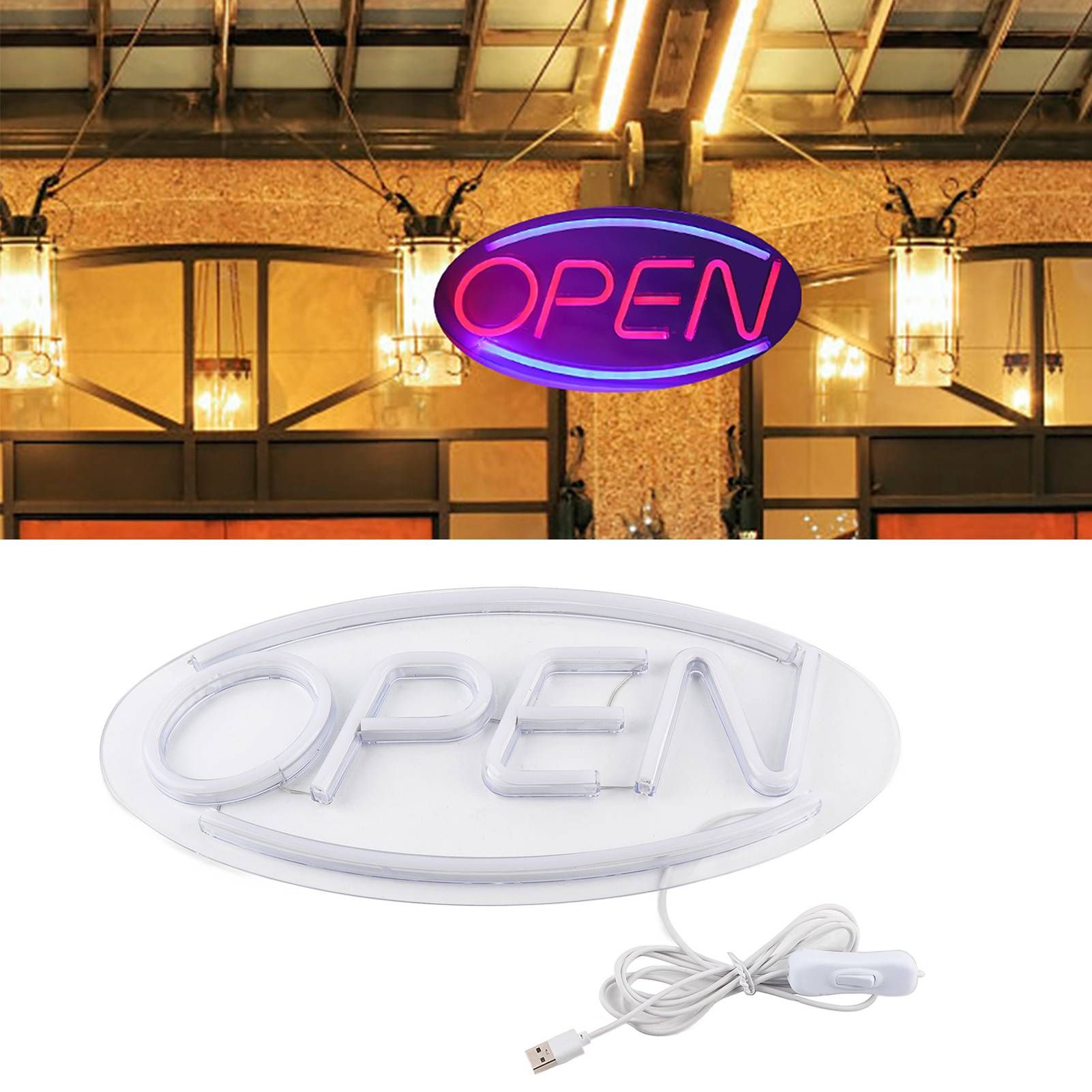 OPEN Letters Shaped Hanging LED Neon Light Shop Signs USB LED Light for Home Store view 12