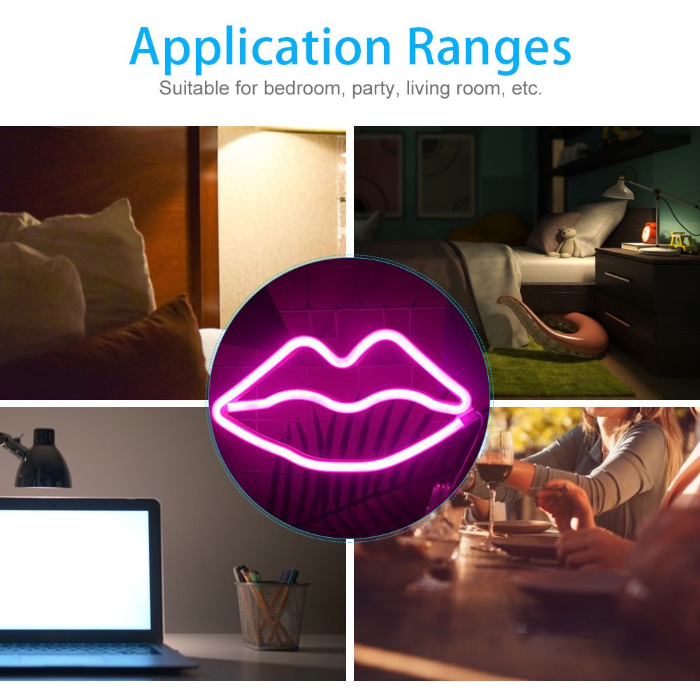 Cute Lip Shape LED Light Birthday Wedding Party Bedroom Valentine's Day view 8