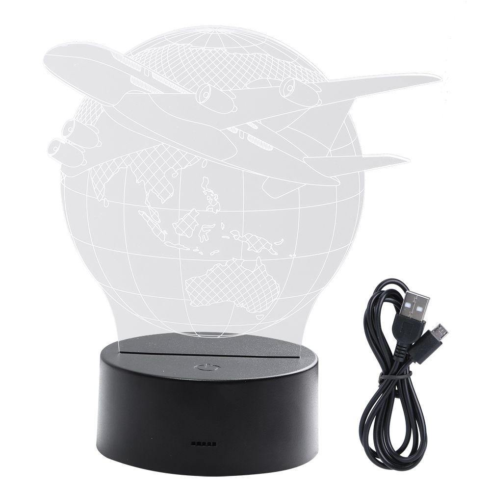 Innovative Earth Plane Shape Three Dimensional Touching Colorful Night Light view 2