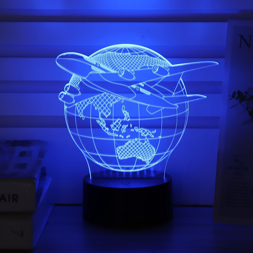 Innovative Earth Plane Shape Three Dimensional Touching Colorful Night Light view 3