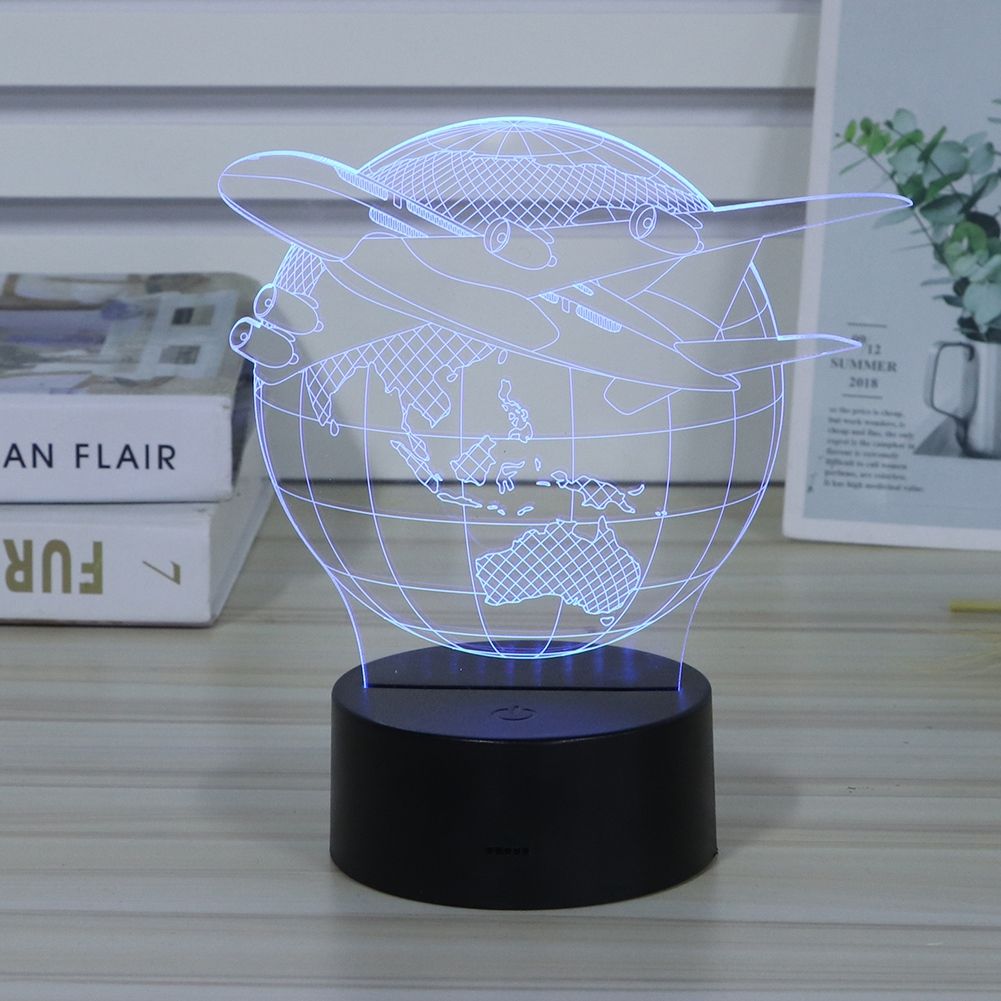 Innovative Earth Plane Shape Three Dimensional Touching Colorful Night Light view 4