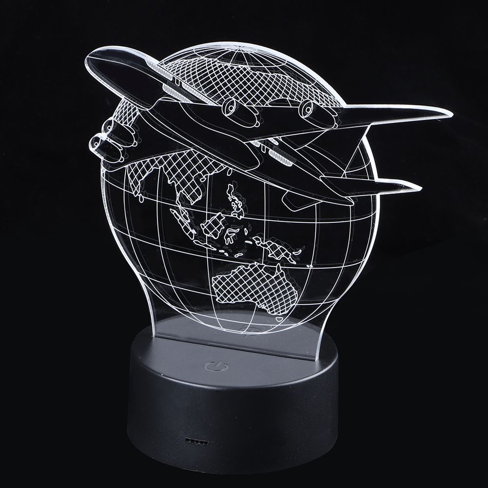 Innovative Earth Plane Shape Three Dimensional Touching Colorful Night Light view 5