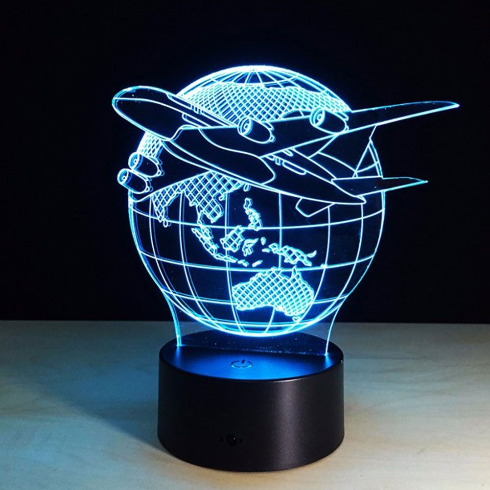 Innovative Earth Plane Shape Three Dimensional Touching Colorful Night Light view 6