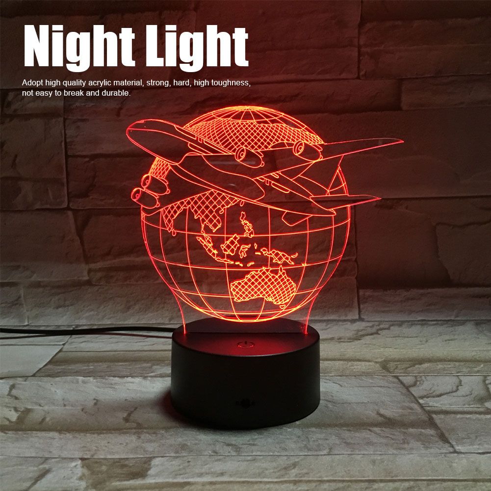 Innovative Earth Plane Shape Three Dimensional Touching Colorful Night Light view 7