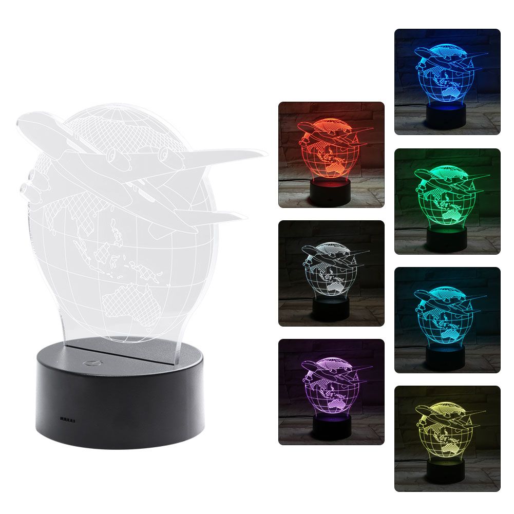 Innovative Earth Plane Shape Three Dimensional Touching Colorful Night Light view 8